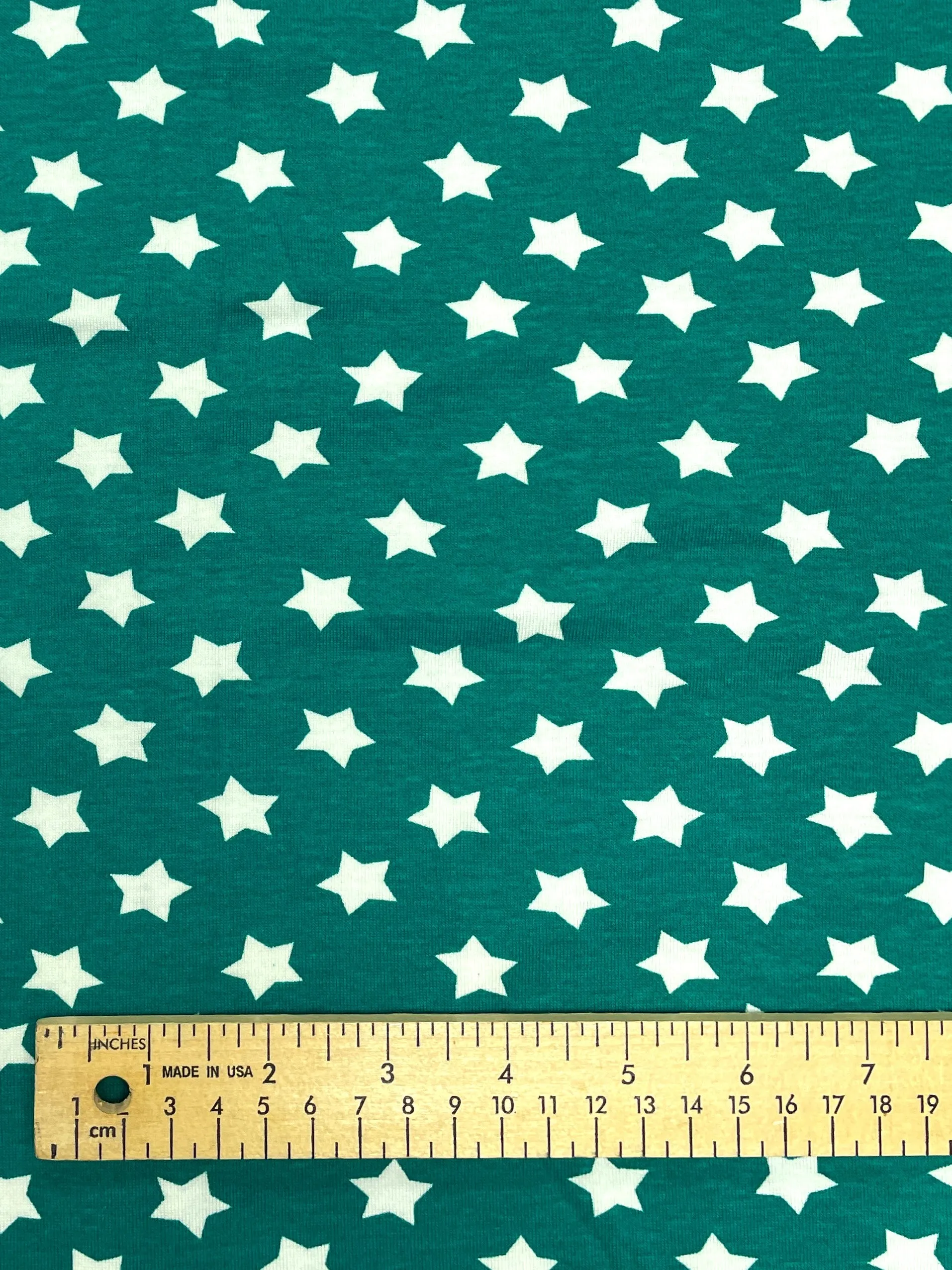 1 YD Cotton/Poly Knit - Green with White Stars