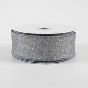 1.5" Fine Glitter on Royal Ribbon: Light Grey (10 Yards)