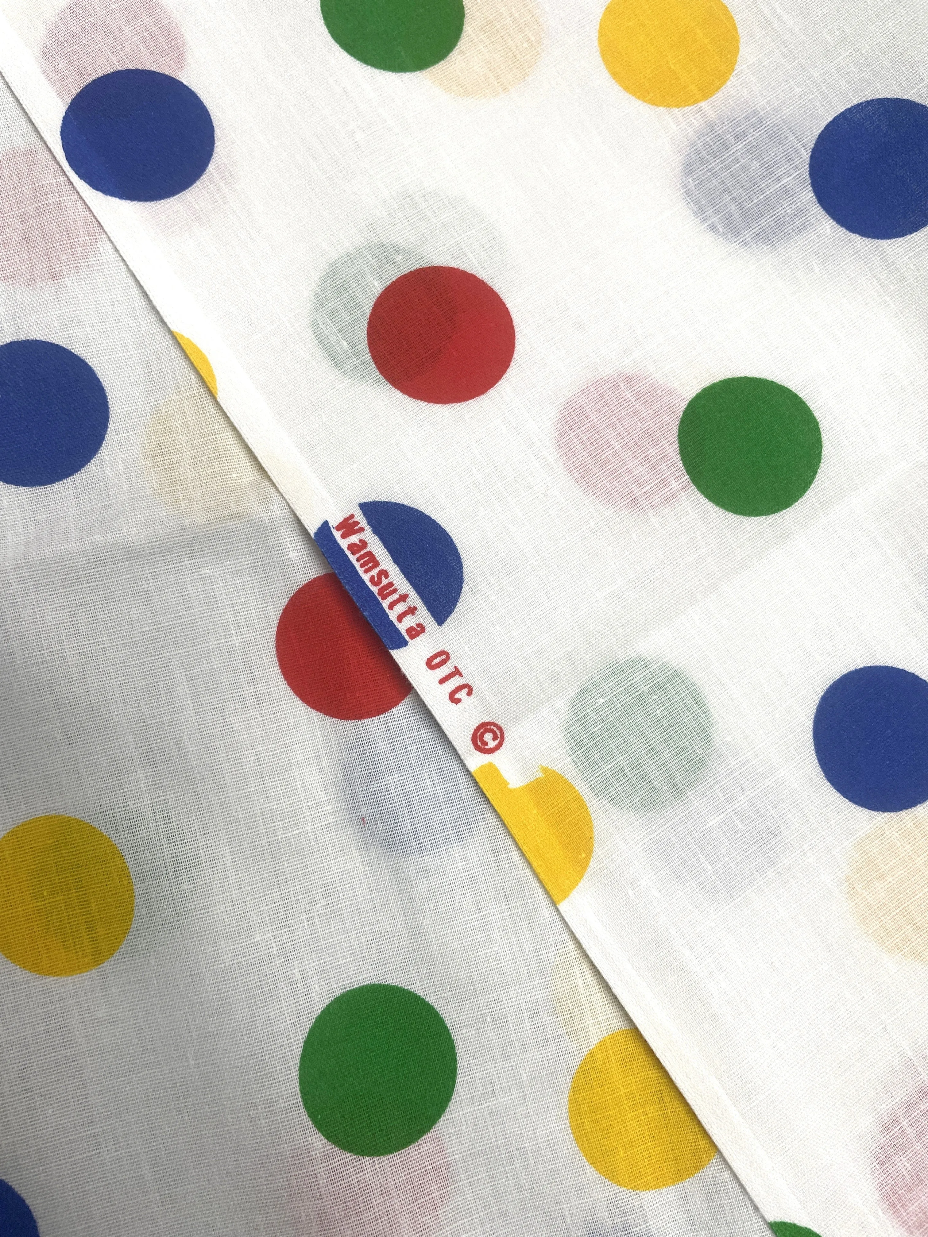 2 1/2 YD Poly/Cotton - White with Multi Colored Polka Dots