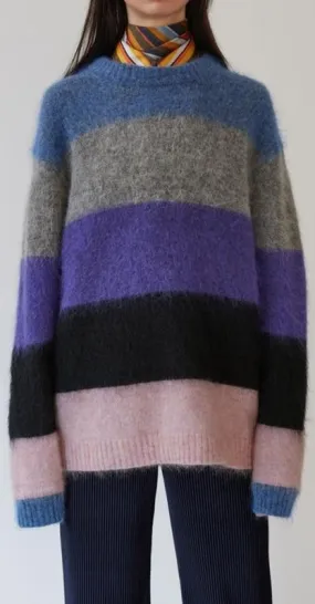 Albah Mohair Multi-Color Striped Sweater - Cozy and Stylish Knitted Top