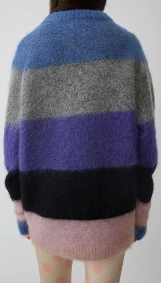 Albah Mohair Multi-Color Striped Sweater - Cozy and Stylish Knitted Top