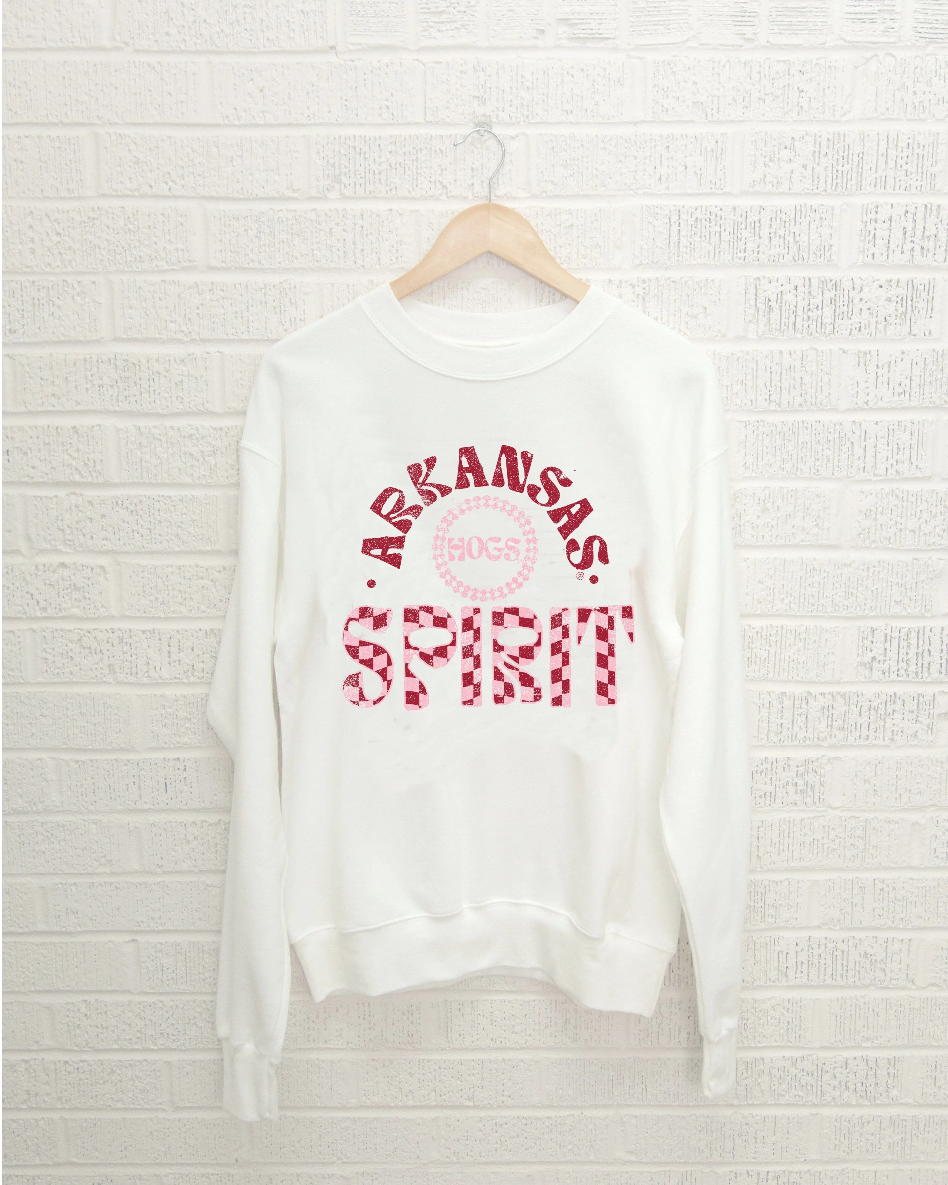 Arkansas Razorbacks Spirit White Thrifted Sweatshirt