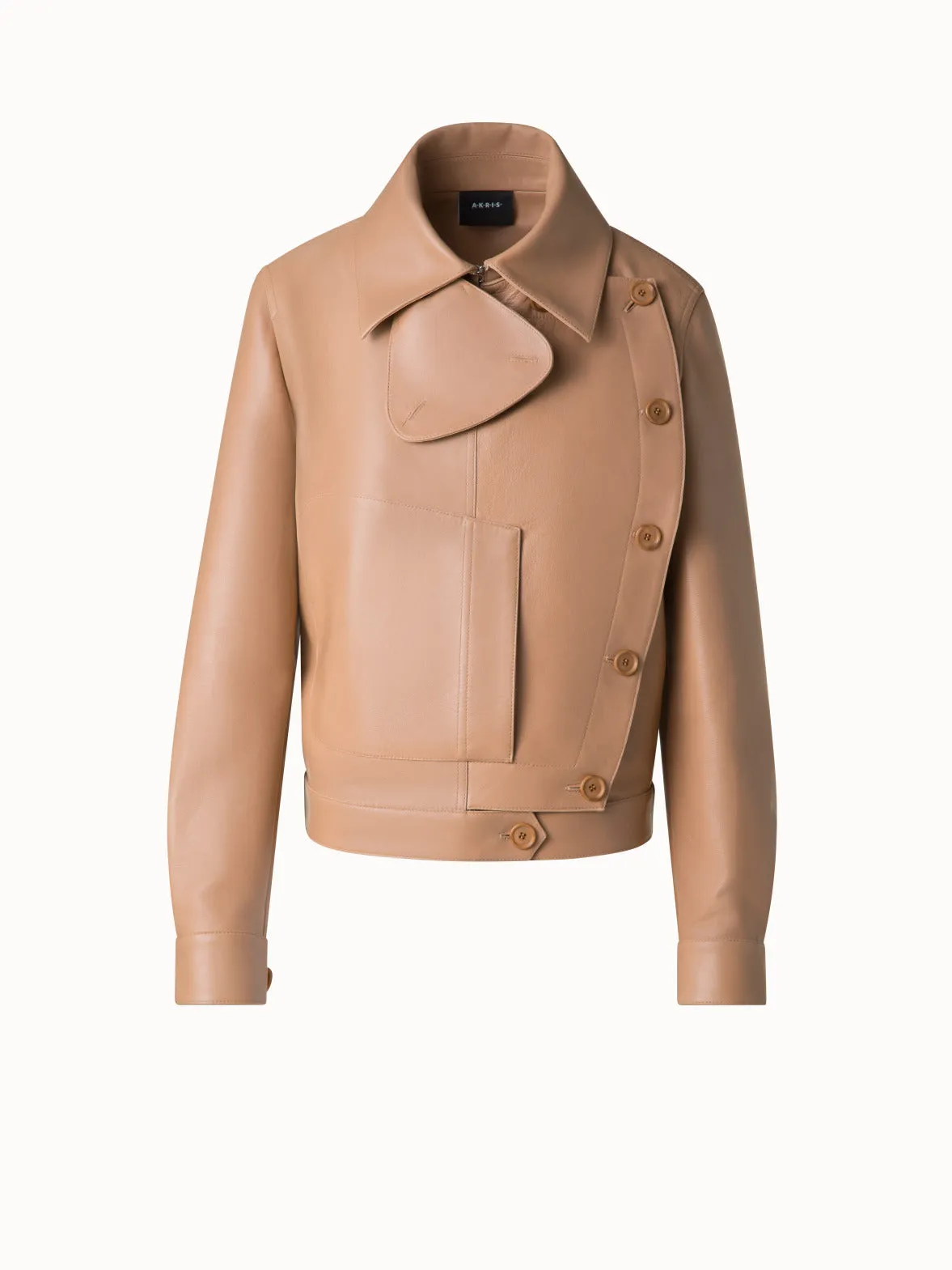 Asymmetrical Trench Leather Jacket