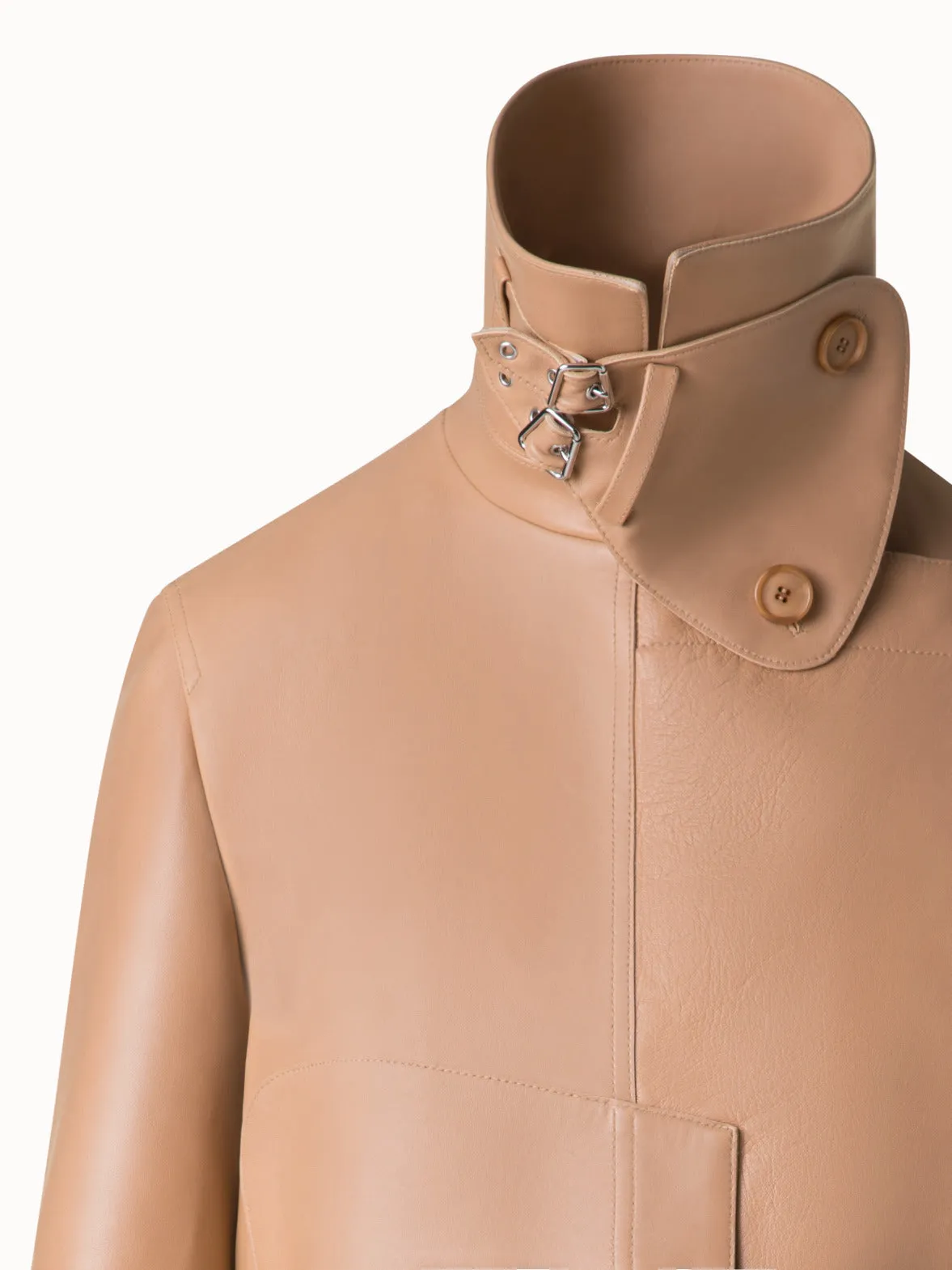 Asymmetrical Trench Leather Jacket