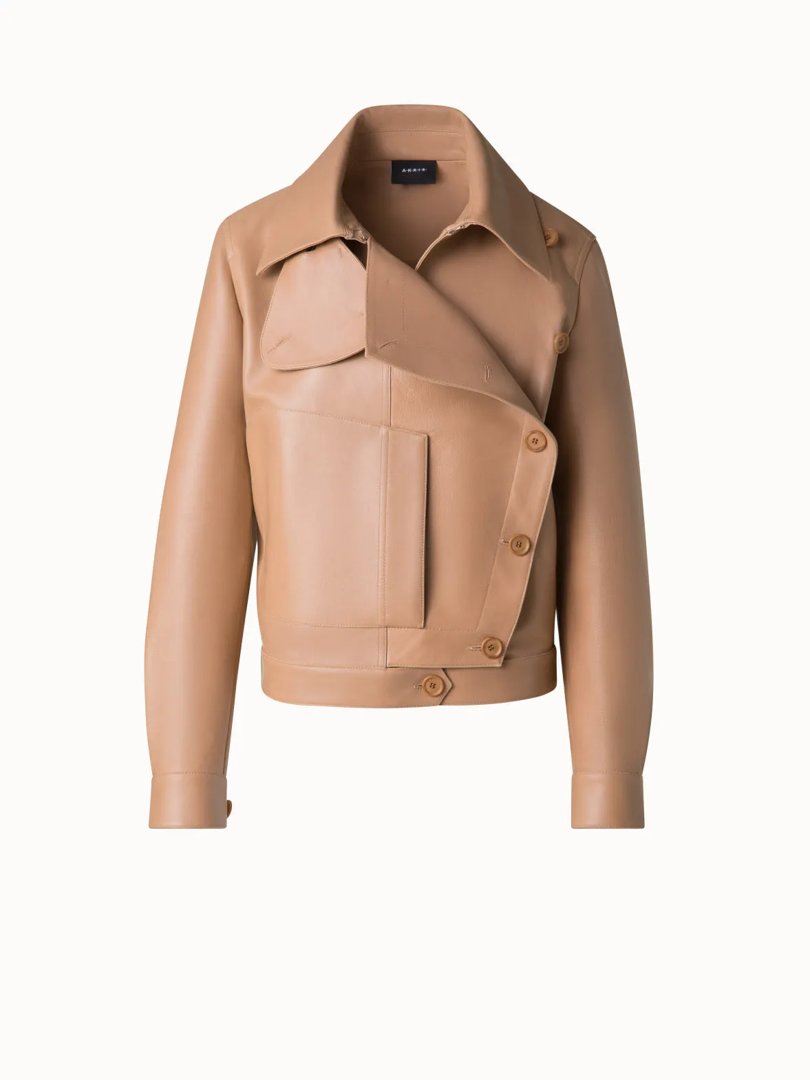 Asymmetrical Trench Leather Jacket