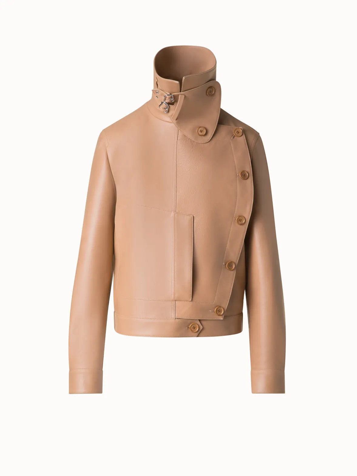 Asymmetrical Trench Leather Jacket