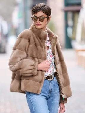 Luxurious Athena Mink Fur Bomber Jacket for Women
