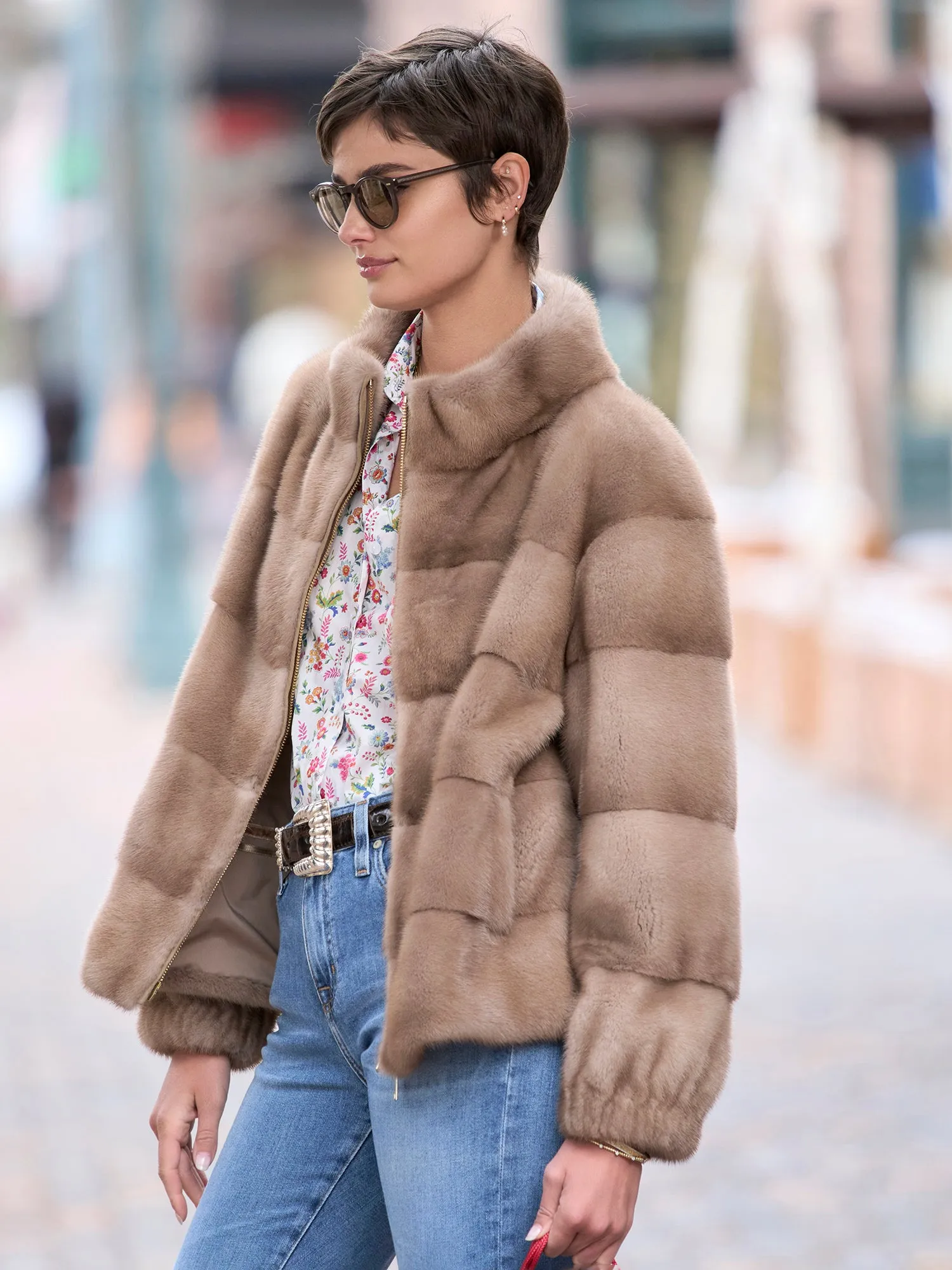Luxurious Athena Mink Fur Bomber Jacket for Women