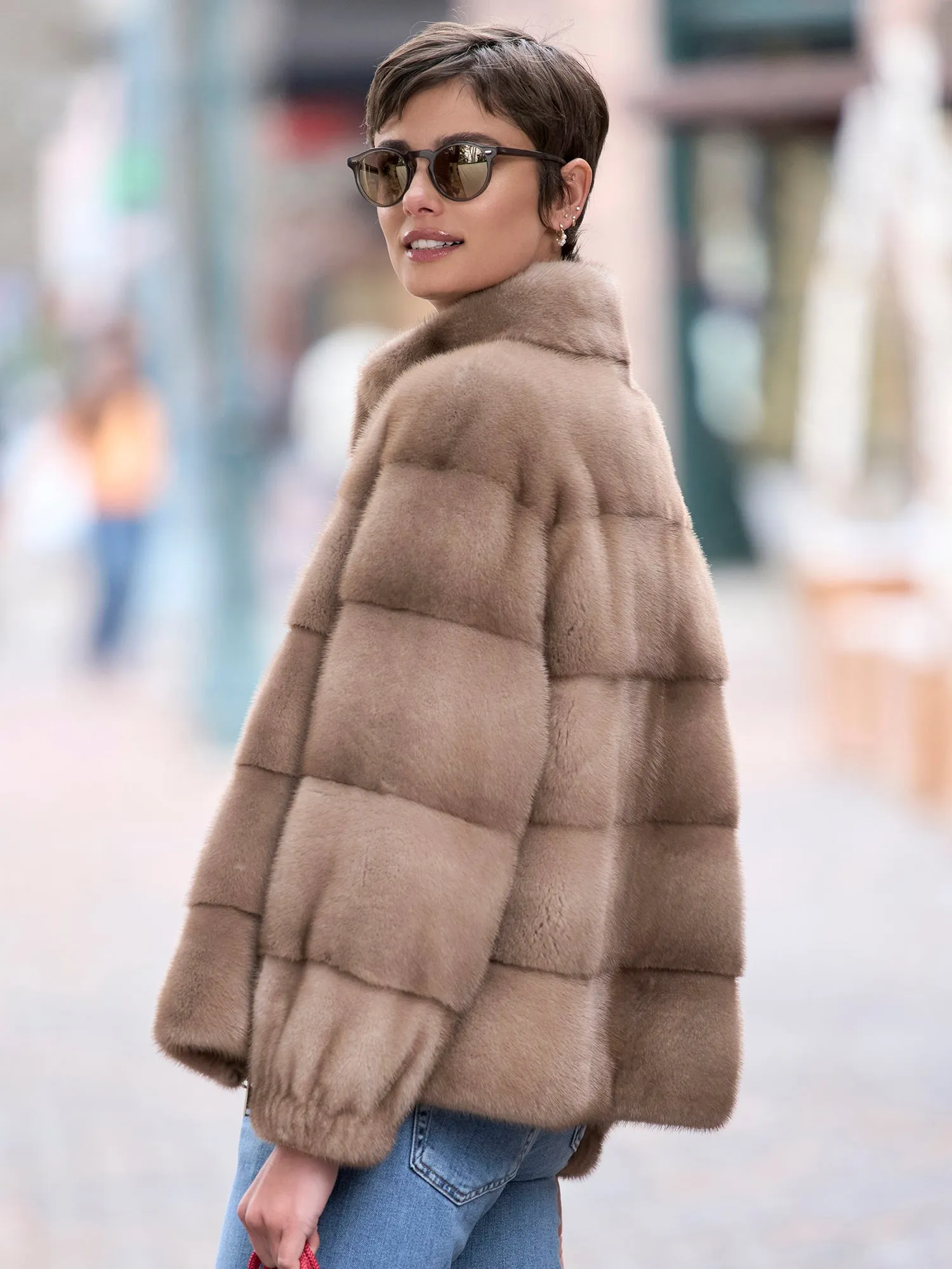 Luxurious Athena Mink Fur Bomber Jacket for Women