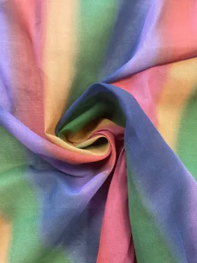Cotton/Poly Voile Vintage - Multi Colored Printed Stripes