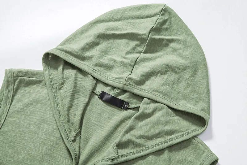 Fitness Workout Thin Sleeveless Hoodie With Buttons / Male Sportswear - SF1174