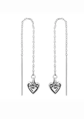 Heart Threader Earring in Silver