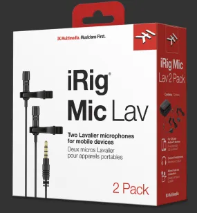 IK Multimedia IP-IRIG-MICLAV2P-IN Compact Lavalier Mic for Smartphone (2 Pack)