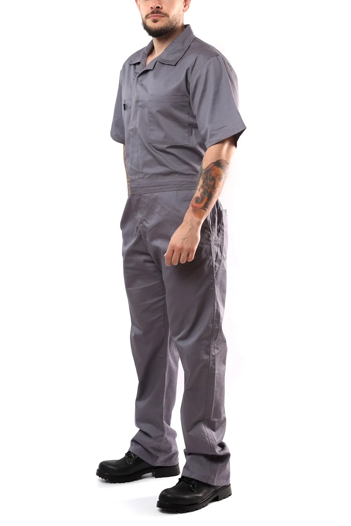Kolossus Deluxe Short Sleeve Cotton Blend Coverall with Multi Pockets and Antistatic Zipper