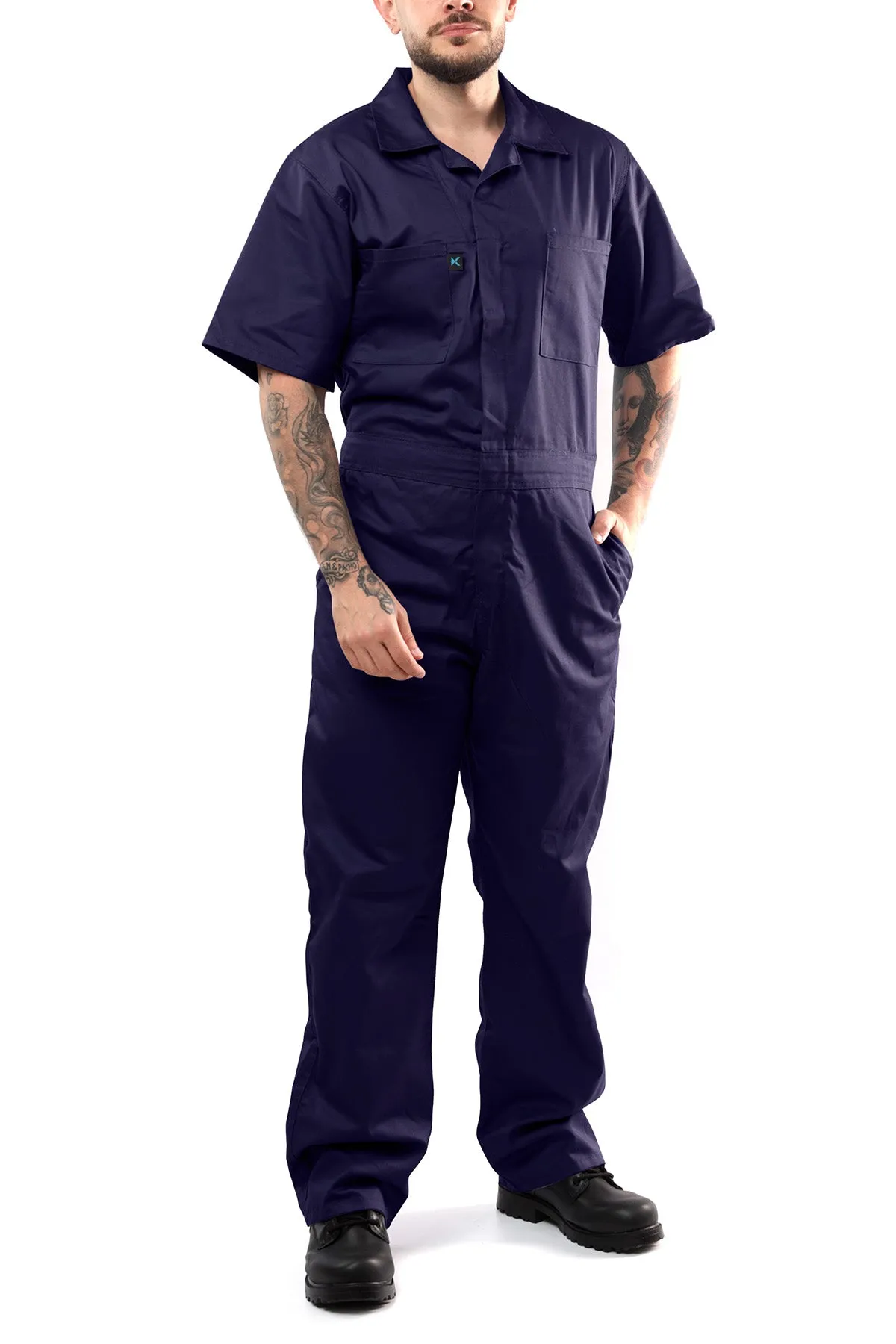 Kolossus Deluxe Short Sleeve Cotton Blend Coverall with Multi Pockets and Antistatic Zipper