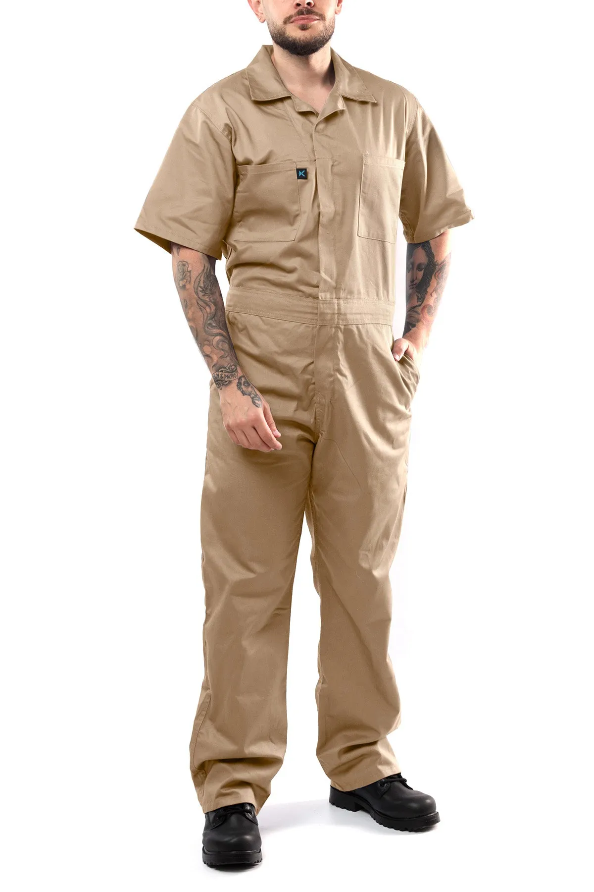 Kolossus Deluxe Short Sleeve Cotton Blend Coverall with Multi Pockets and Antistatic Zipper