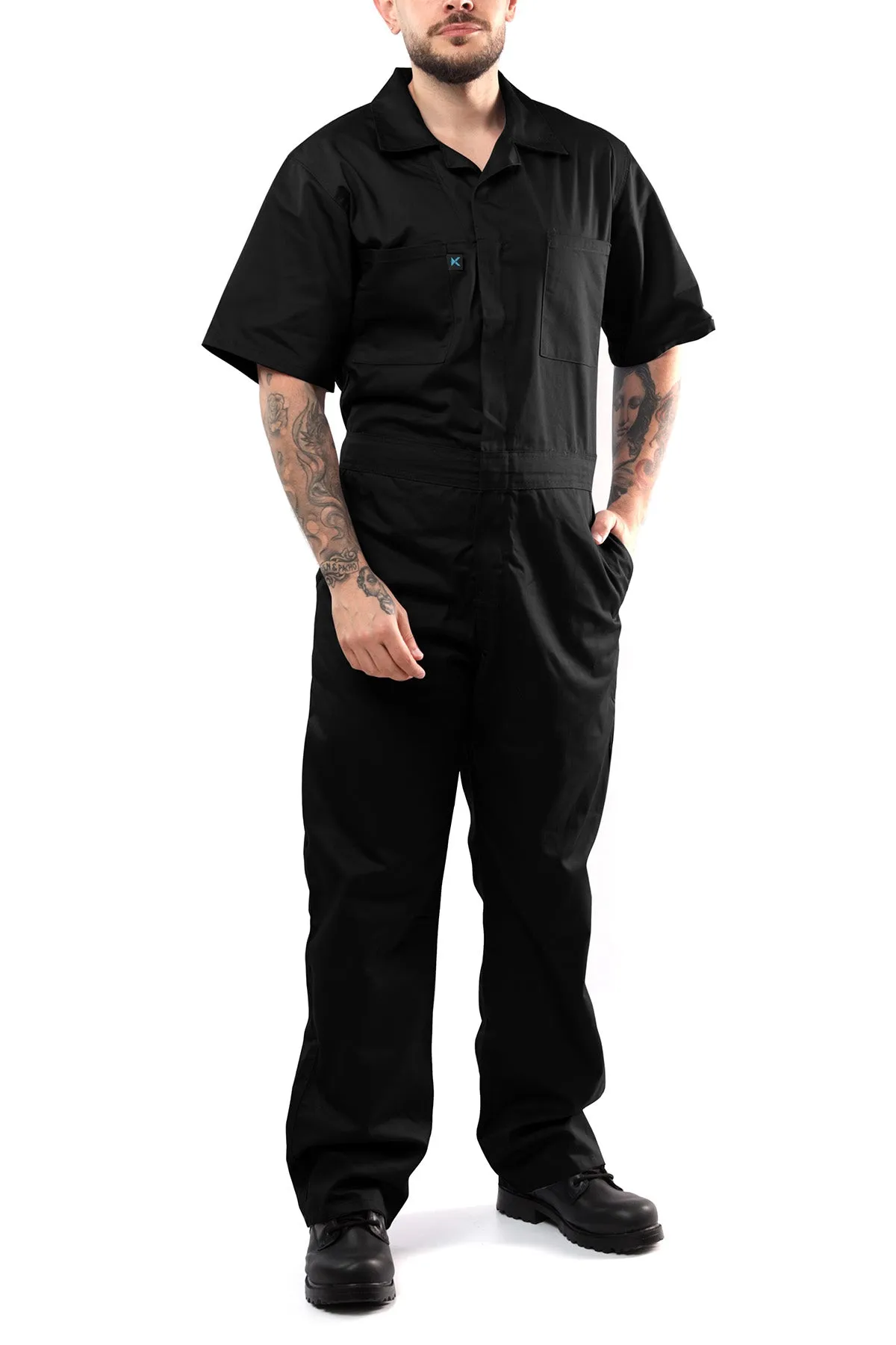 Kolossus Deluxe Short Sleeve Cotton Blend Coverall with Multi Pockets and Antistatic Zipper