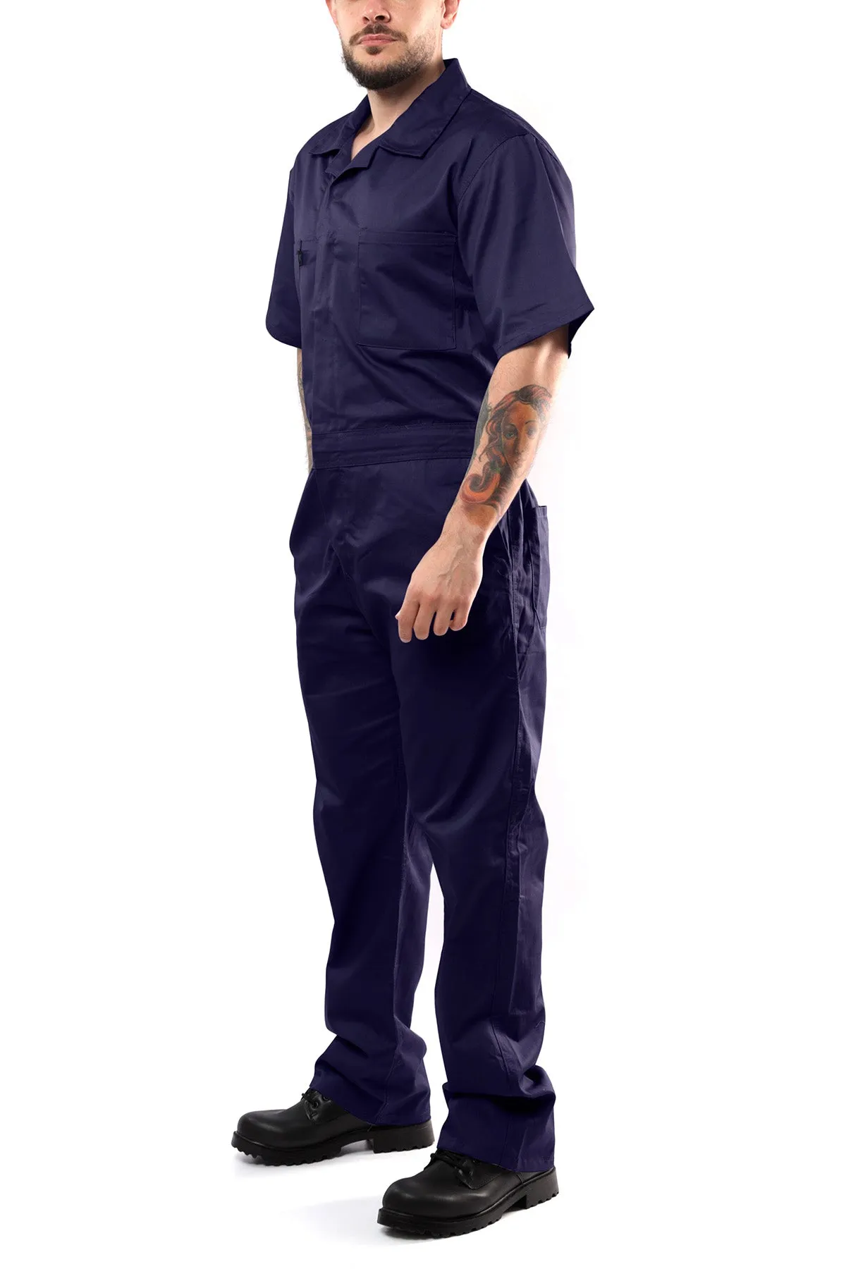 Kolossus Deluxe Short Sleeve Cotton Blend Coverall with Multi Pockets and Antistatic Zipper