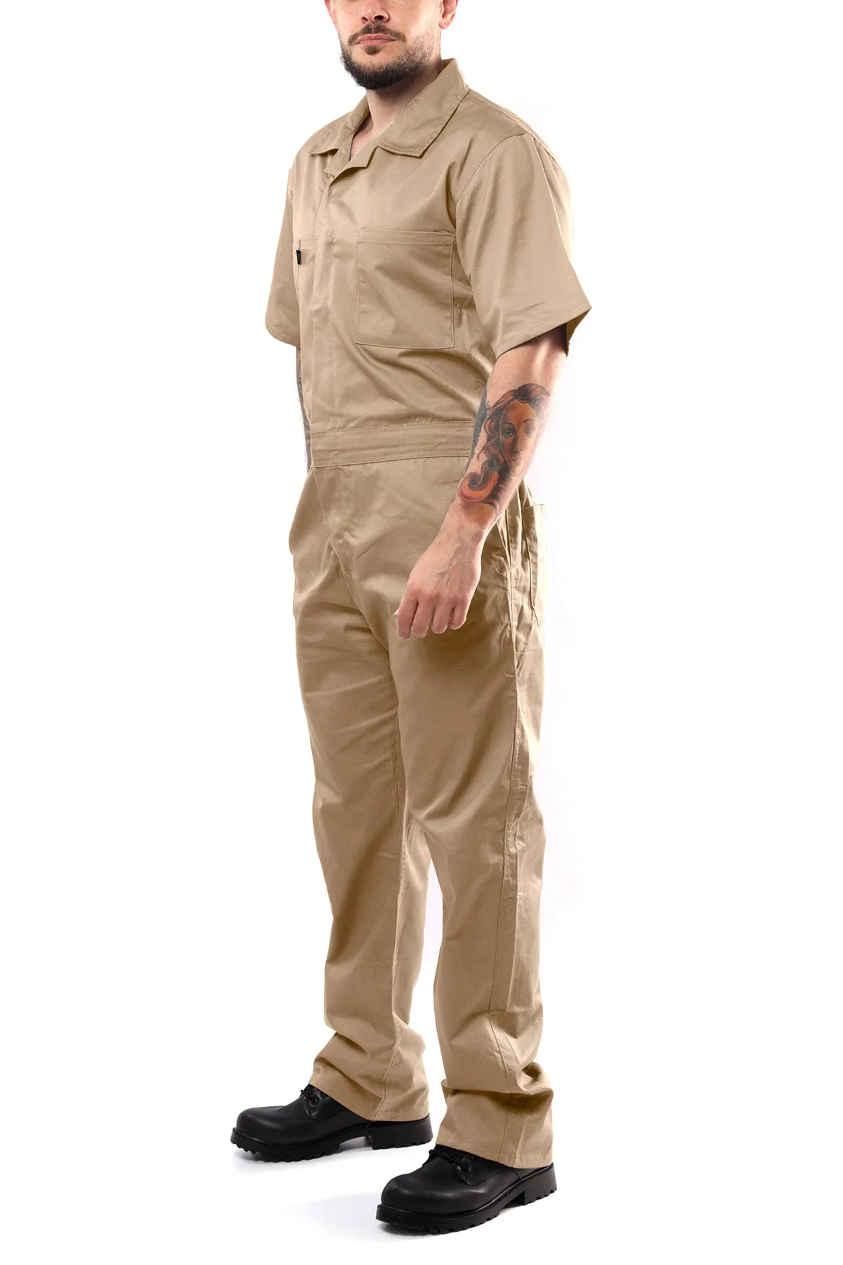 Kolossus Deluxe Short Sleeve Cotton Blend Coverall with Multi Pockets and Antistatic Zipper