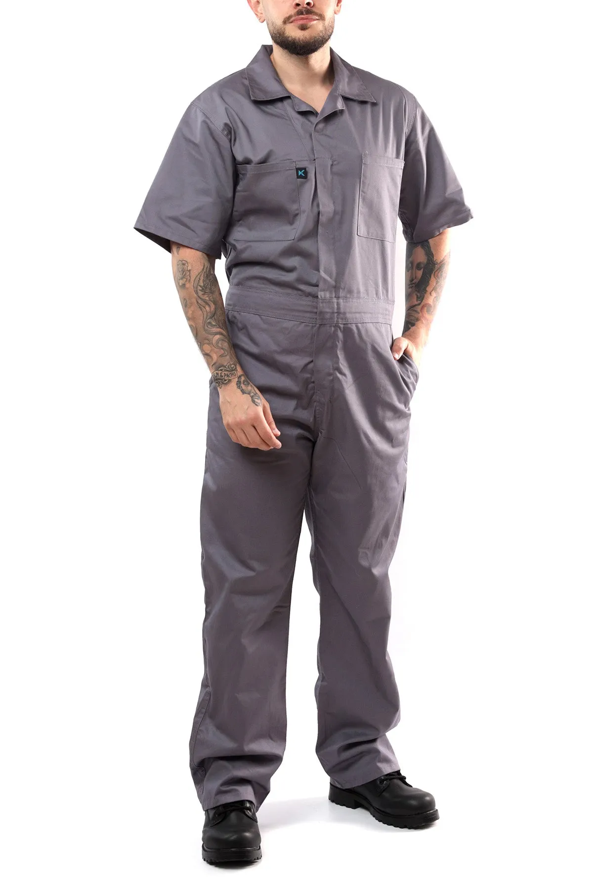 Kolossus Deluxe Short Sleeve Cotton Blend Coverall with Multi Pockets and Antistatic Zipper