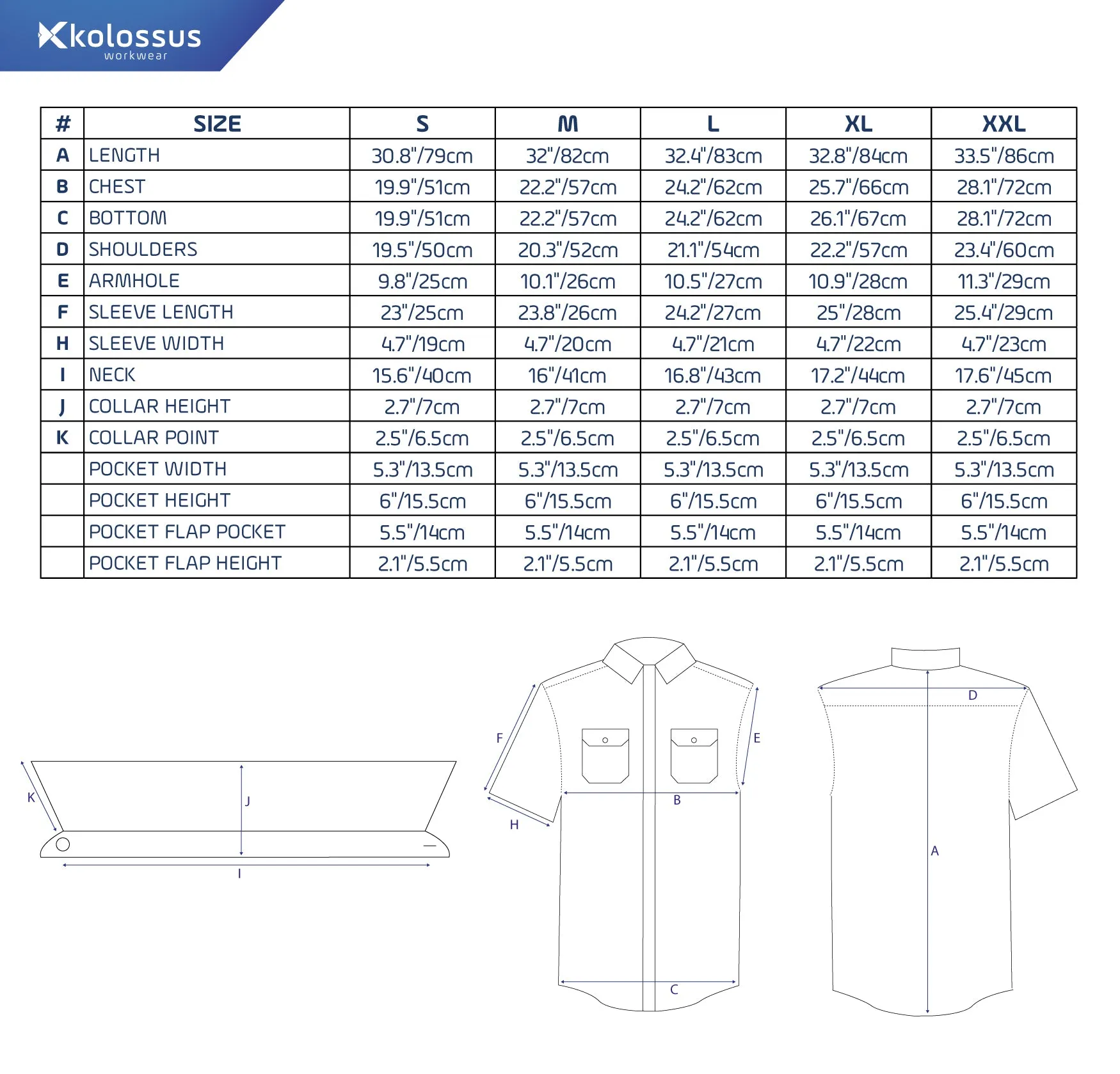 KS03 - Kolossus Men's Lightweight Cotton Blend Short Sleeve Work Shirt with Pockets