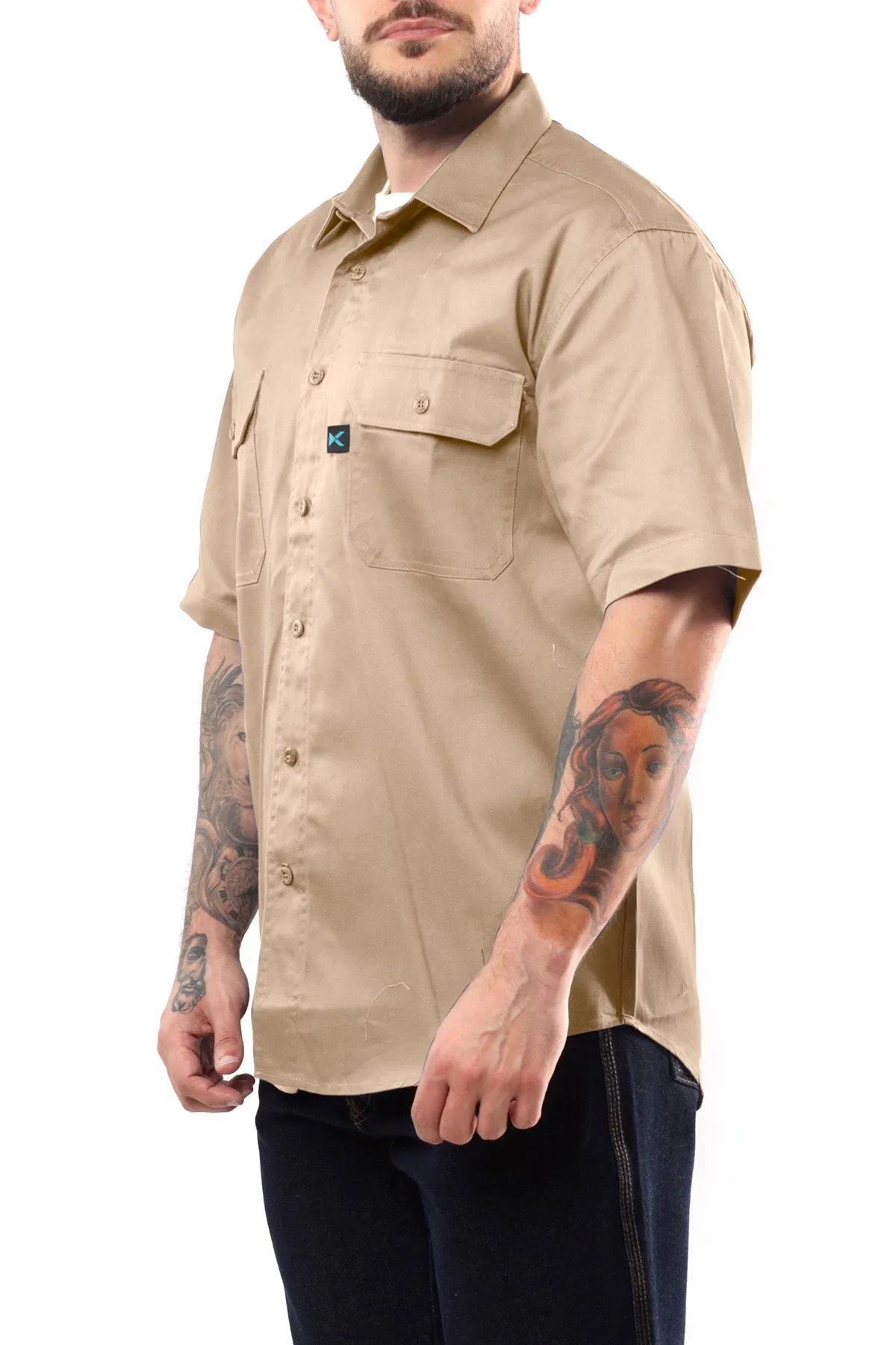 KS03 - Kolossus Men's Lightweight Cotton Blend Short Sleeve Work Shirt with Pockets