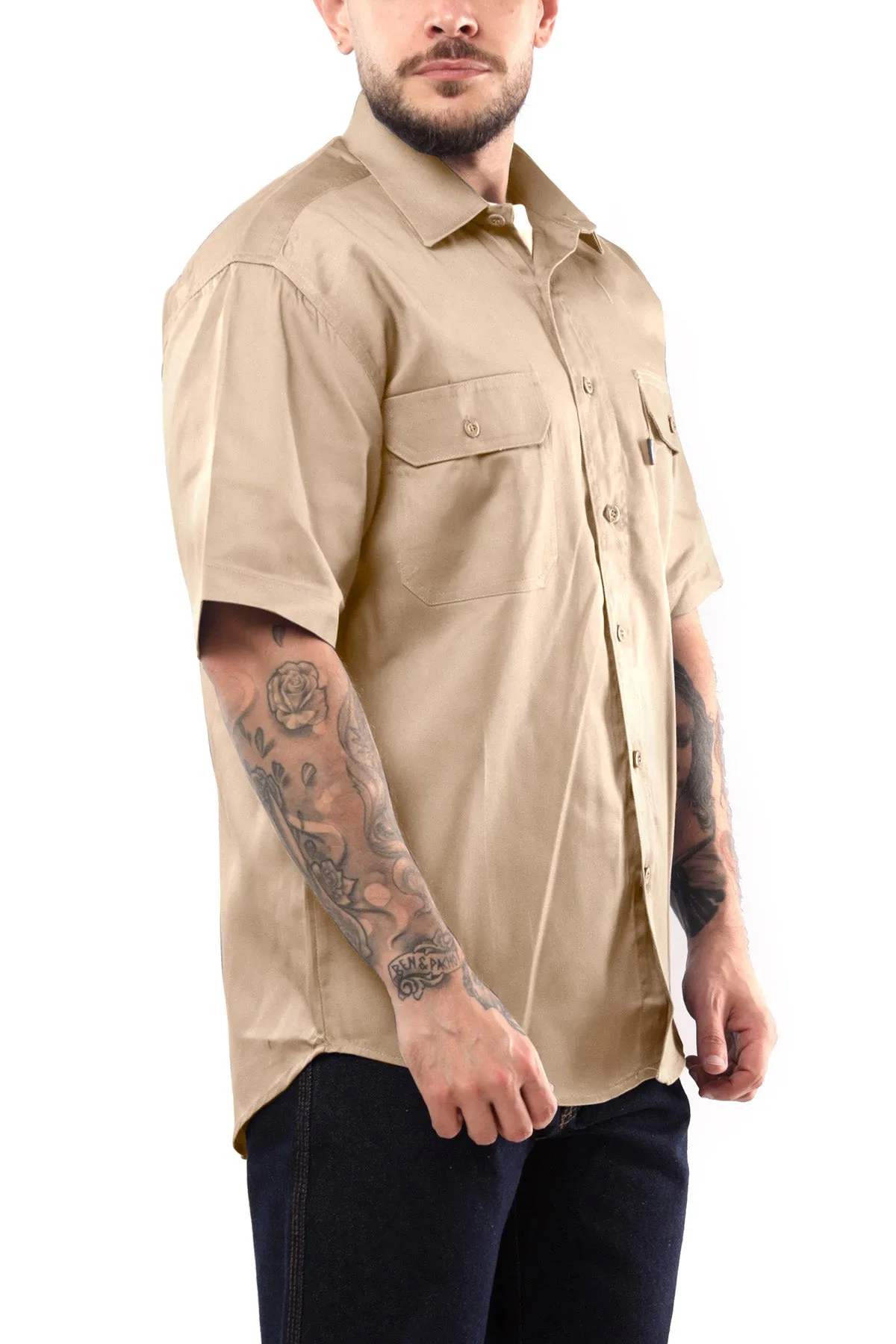KS03 - Kolossus Men's Lightweight Cotton Blend Short Sleeve Work Shirt with Pockets
