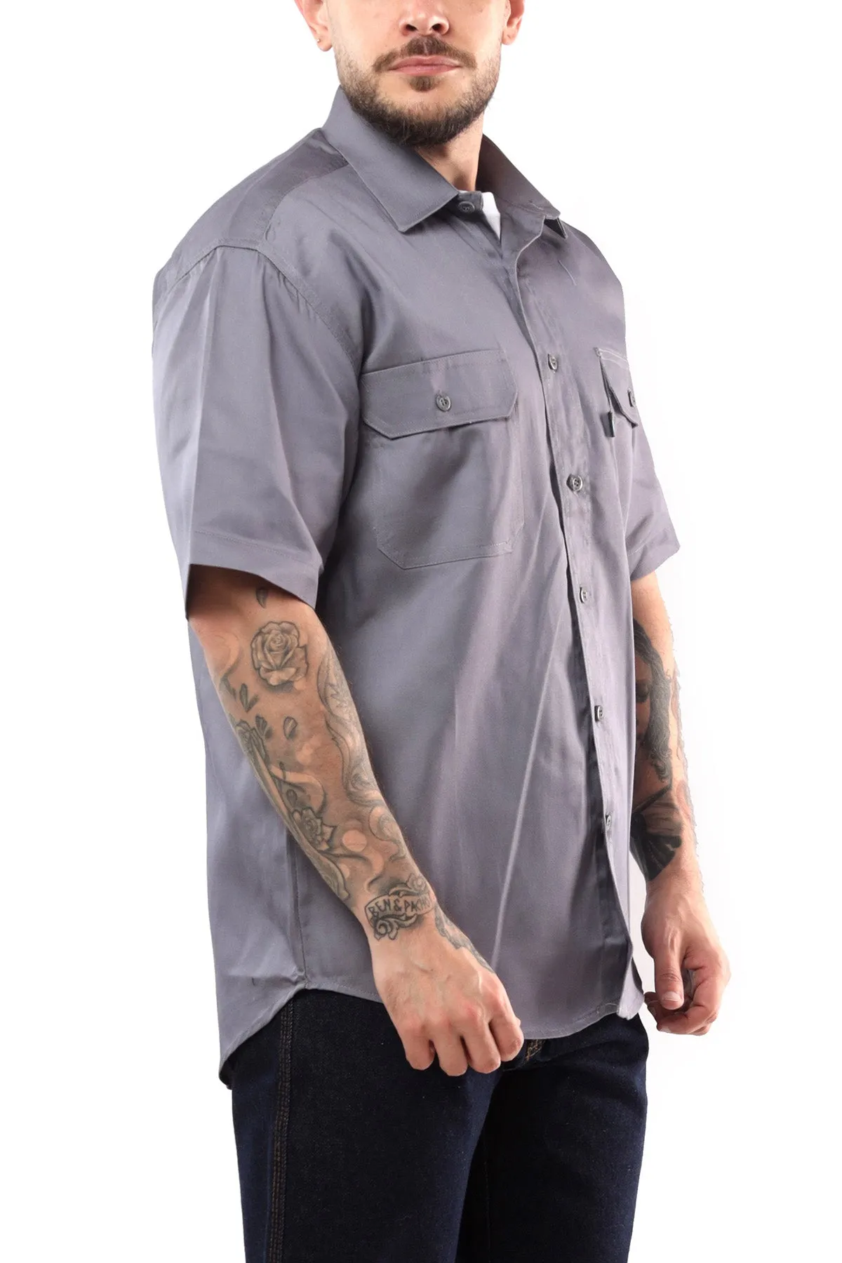 KS03 - Kolossus Men's Lightweight Cotton Blend Short Sleeve Work Shirt with Pockets