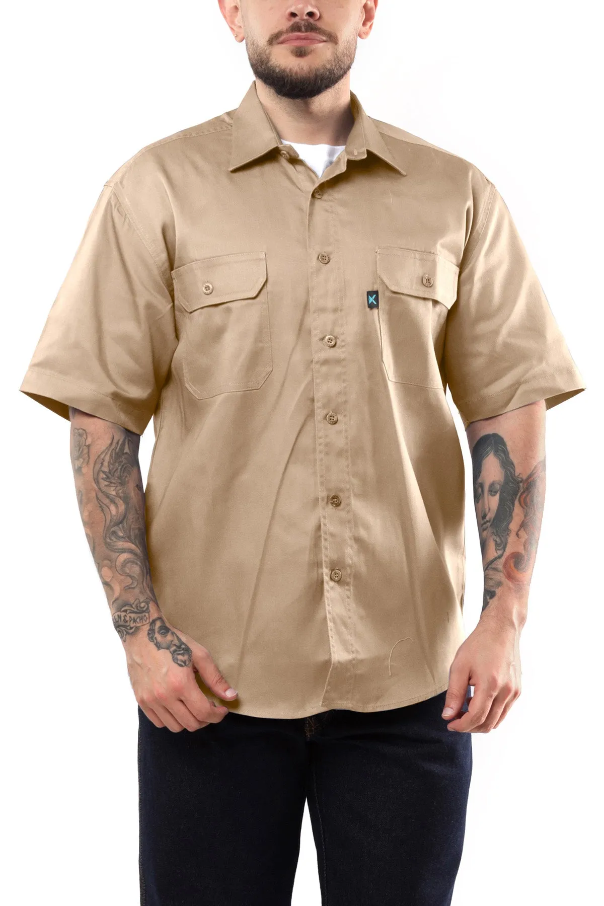 KS03 - Kolossus Men's Lightweight Cotton Blend Short Sleeve Work Shirt with Pockets
