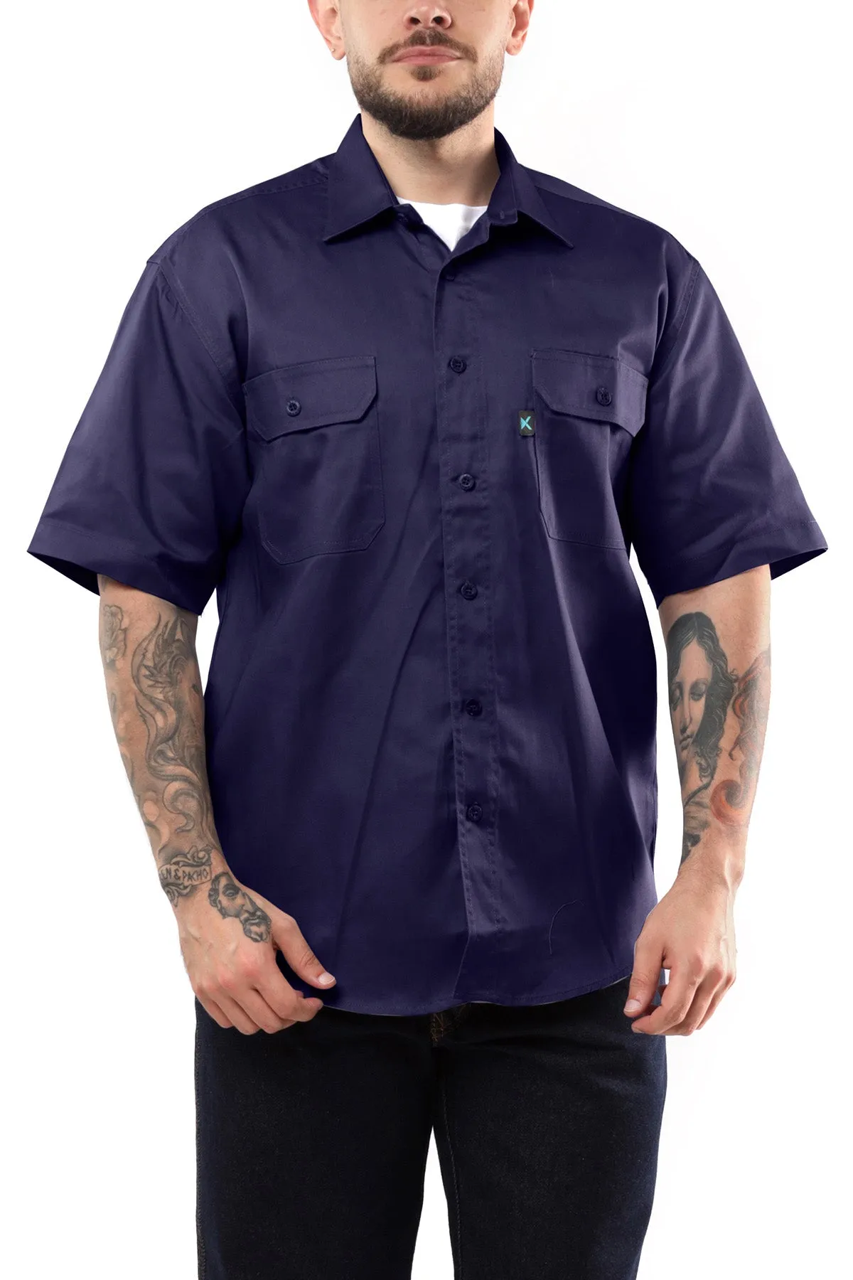 KS03 - Kolossus Men's Lightweight Cotton Blend Short Sleeve Work Shirt with Pockets