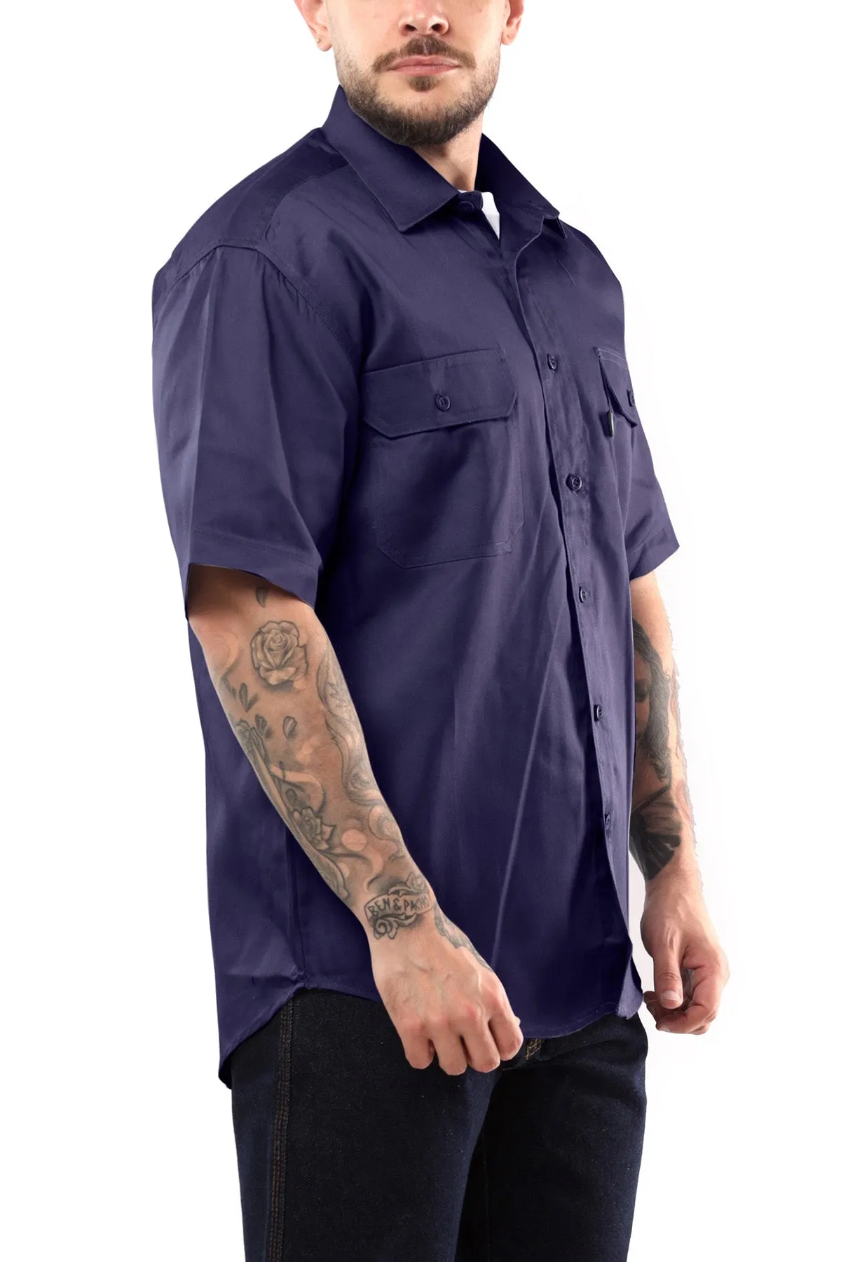 KS03 - Kolossus Men's Lightweight Cotton Blend Short Sleeve Work Shirt with Pockets