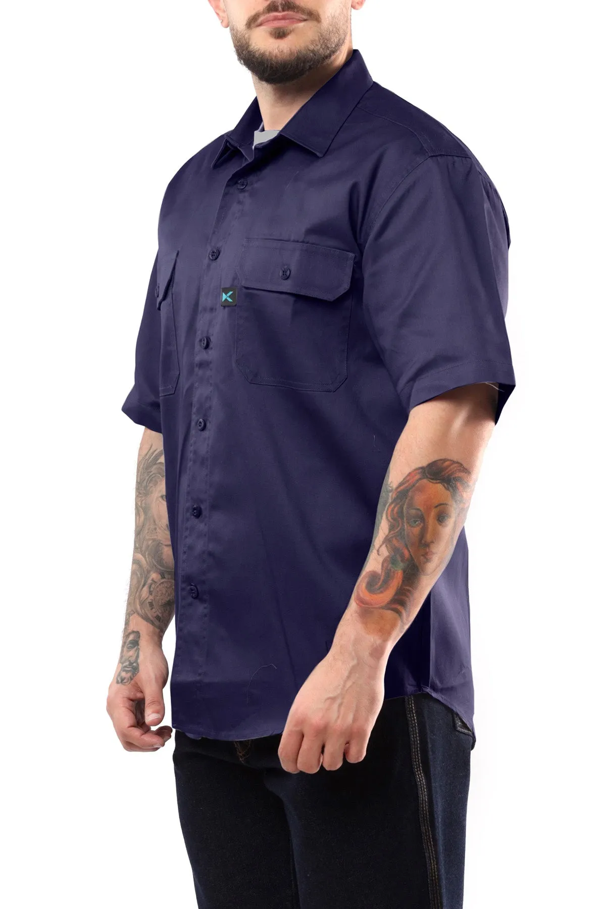 KS03 - Kolossus Men's Lightweight Cotton Blend Short Sleeve Work Shirt with Pockets