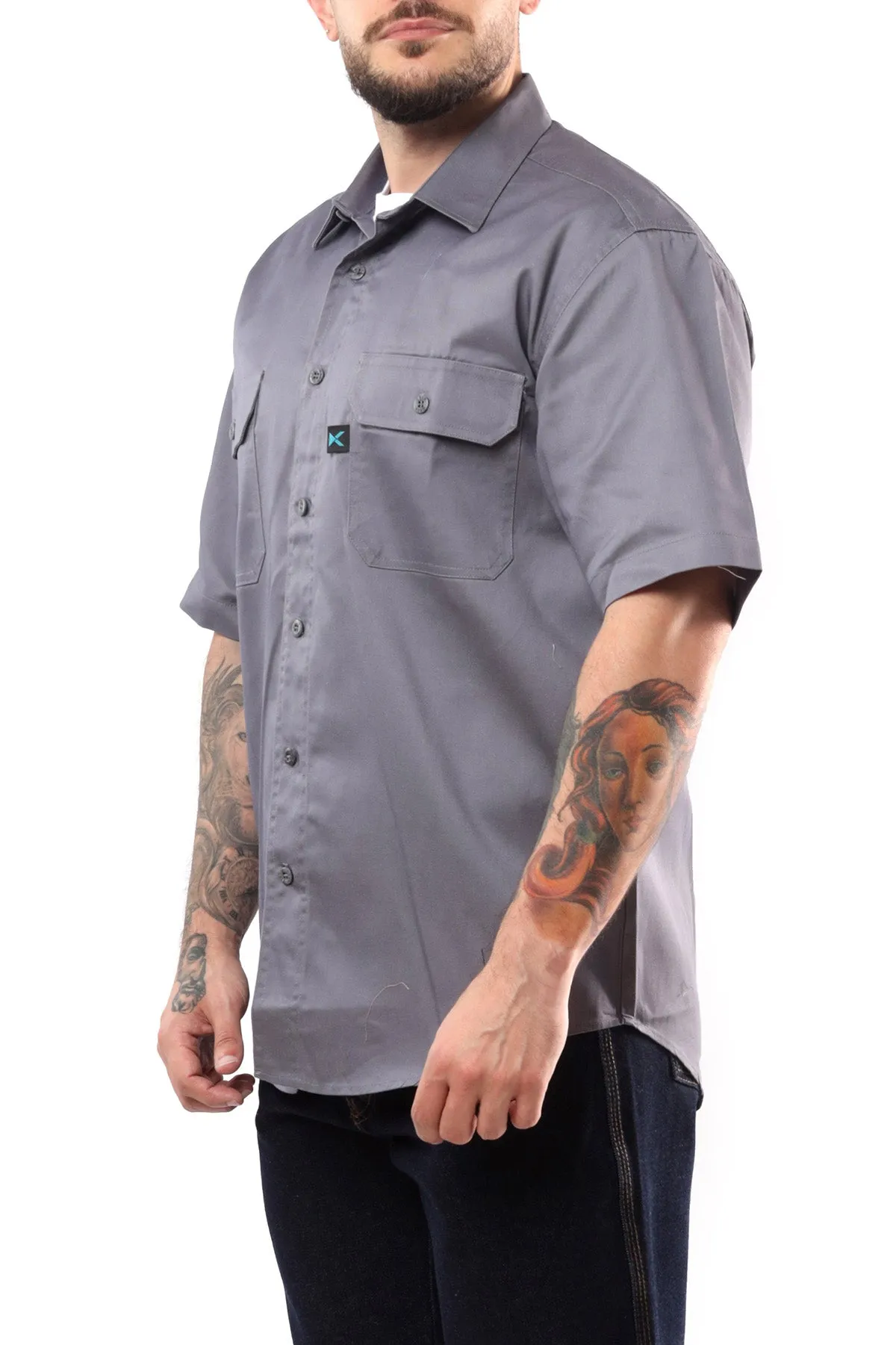 KS03 - Kolossus Men's Lightweight Cotton Blend Short Sleeve Work Shirt with Pockets