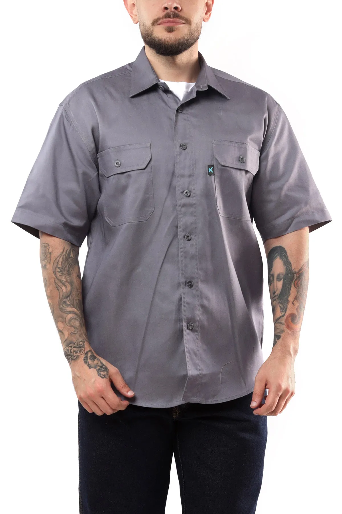 KS03 - Kolossus Men's Lightweight Cotton Blend Short Sleeve Work Shirt with Pockets