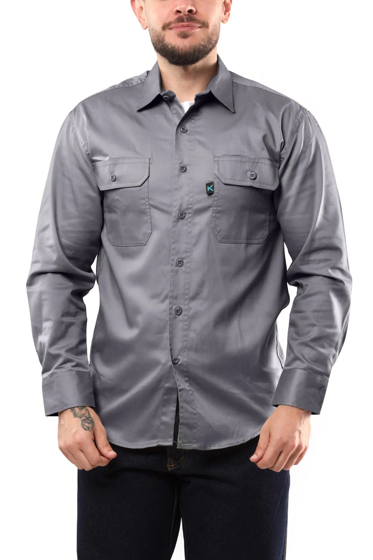 KS04 - Kolossus Men's Lightweight Cotton Blend Long Sleeve Work Shirt with Pockets