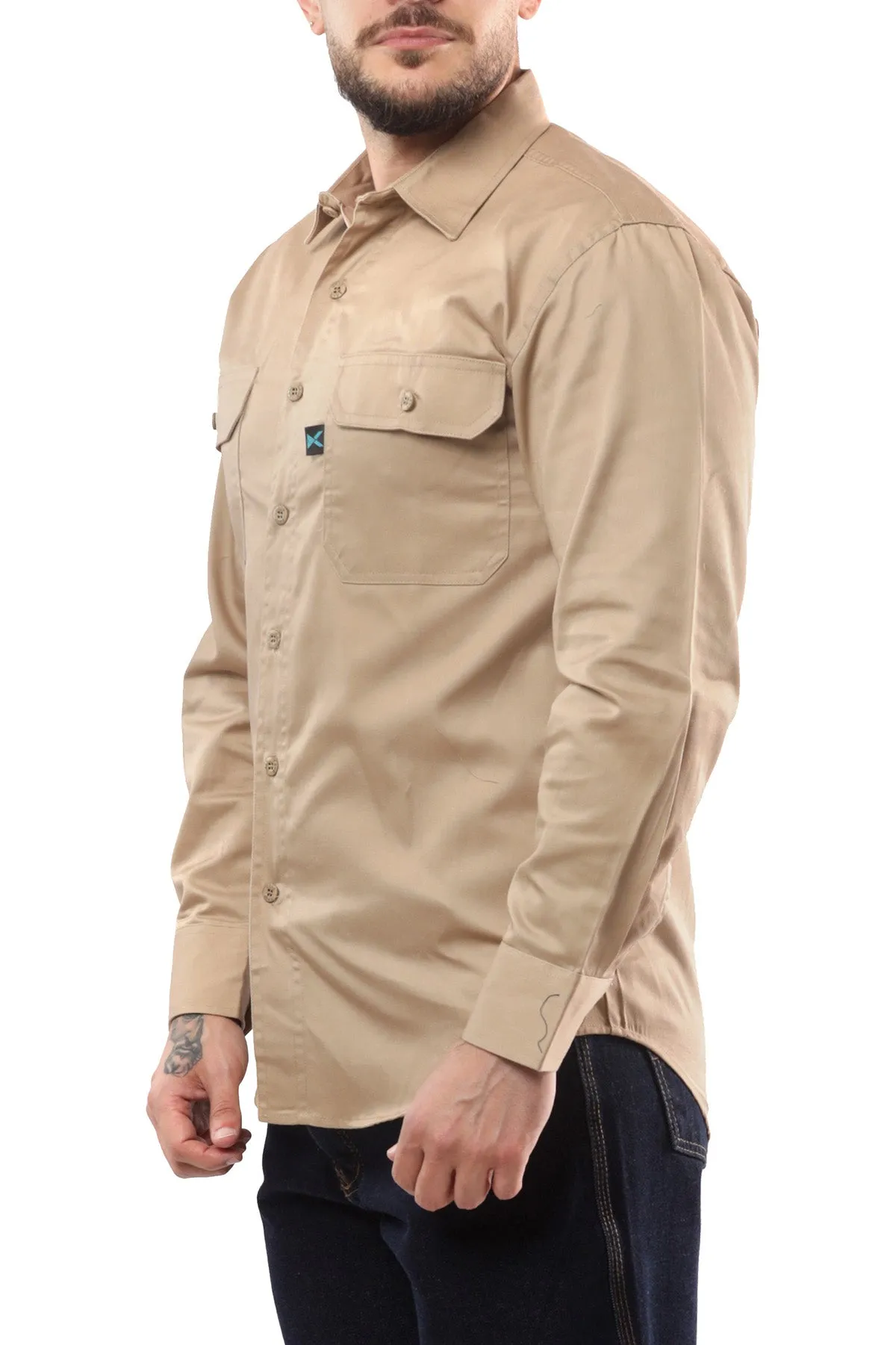 KS04 - Kolossus Men's Lightweight Cotton Blend Long Sleeve Work Shirt with Pockets