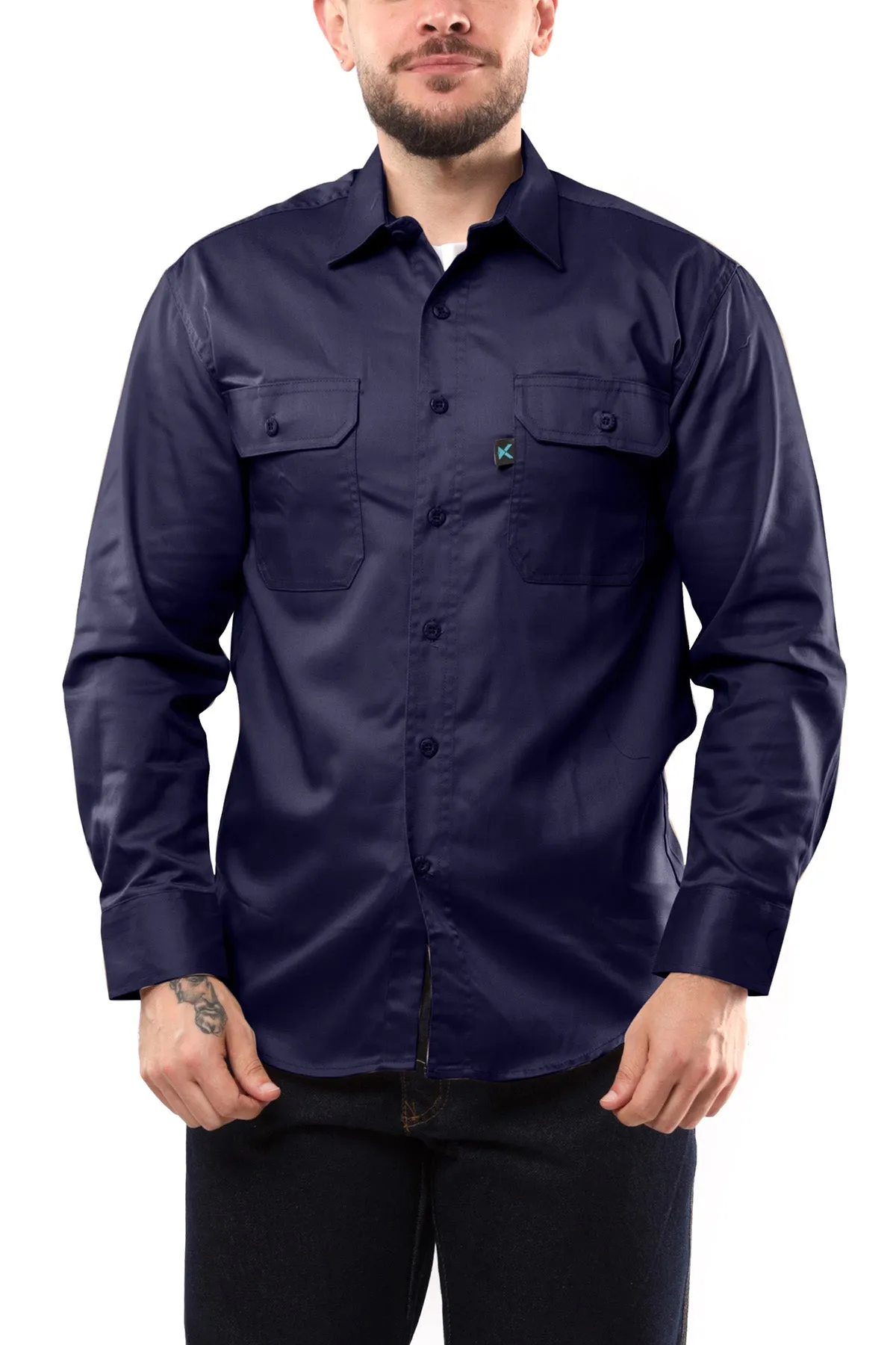 KS04 - Kolossus Men's Lightweight Cotton Blend Long Sleeve Work Shirt with Pockets