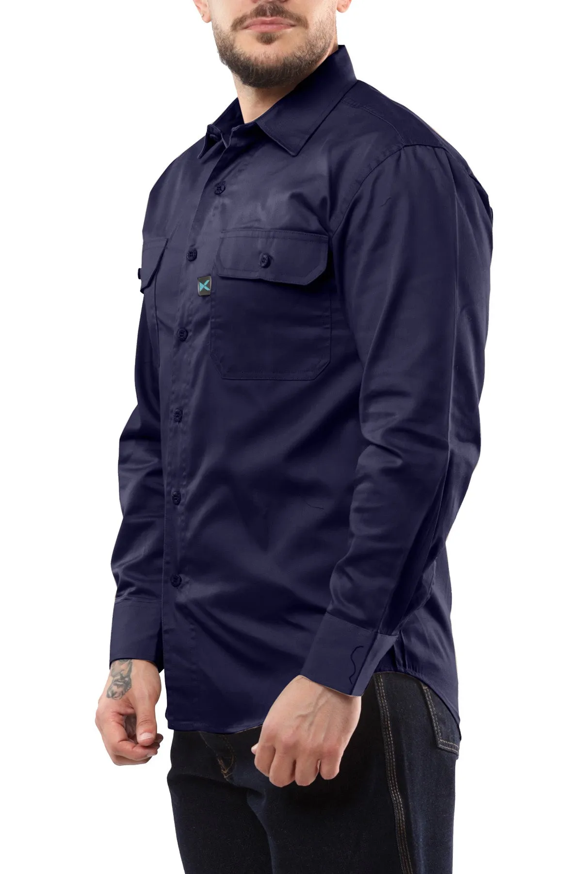 KS04 - Kolossus Men's Lightweight Cotton Blend Long Sleeve Work Shirt with Pockets