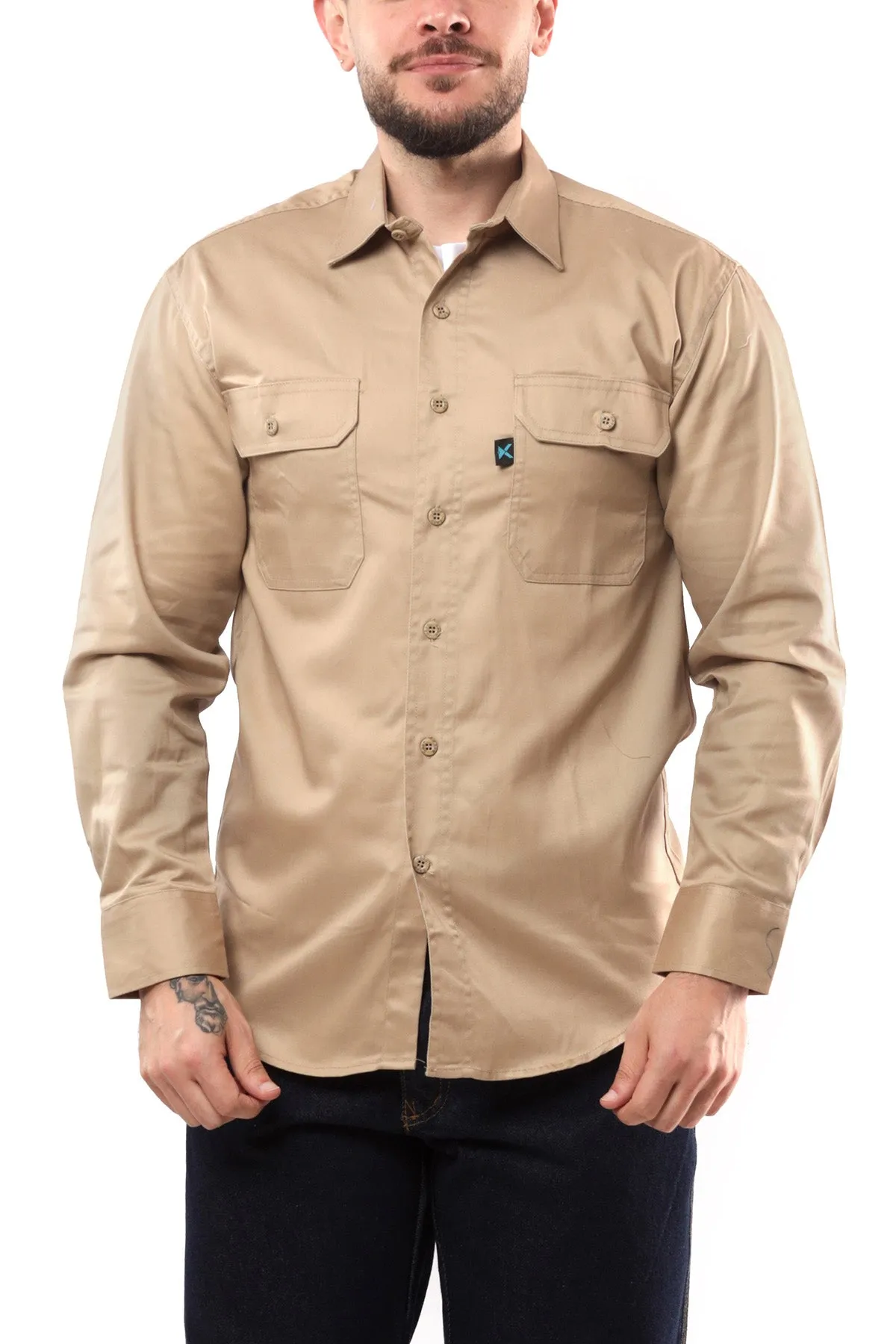KS04 - Kolossus Men's Lightweight Cotton Blend Long Sleeve Work Shirt with Pockets