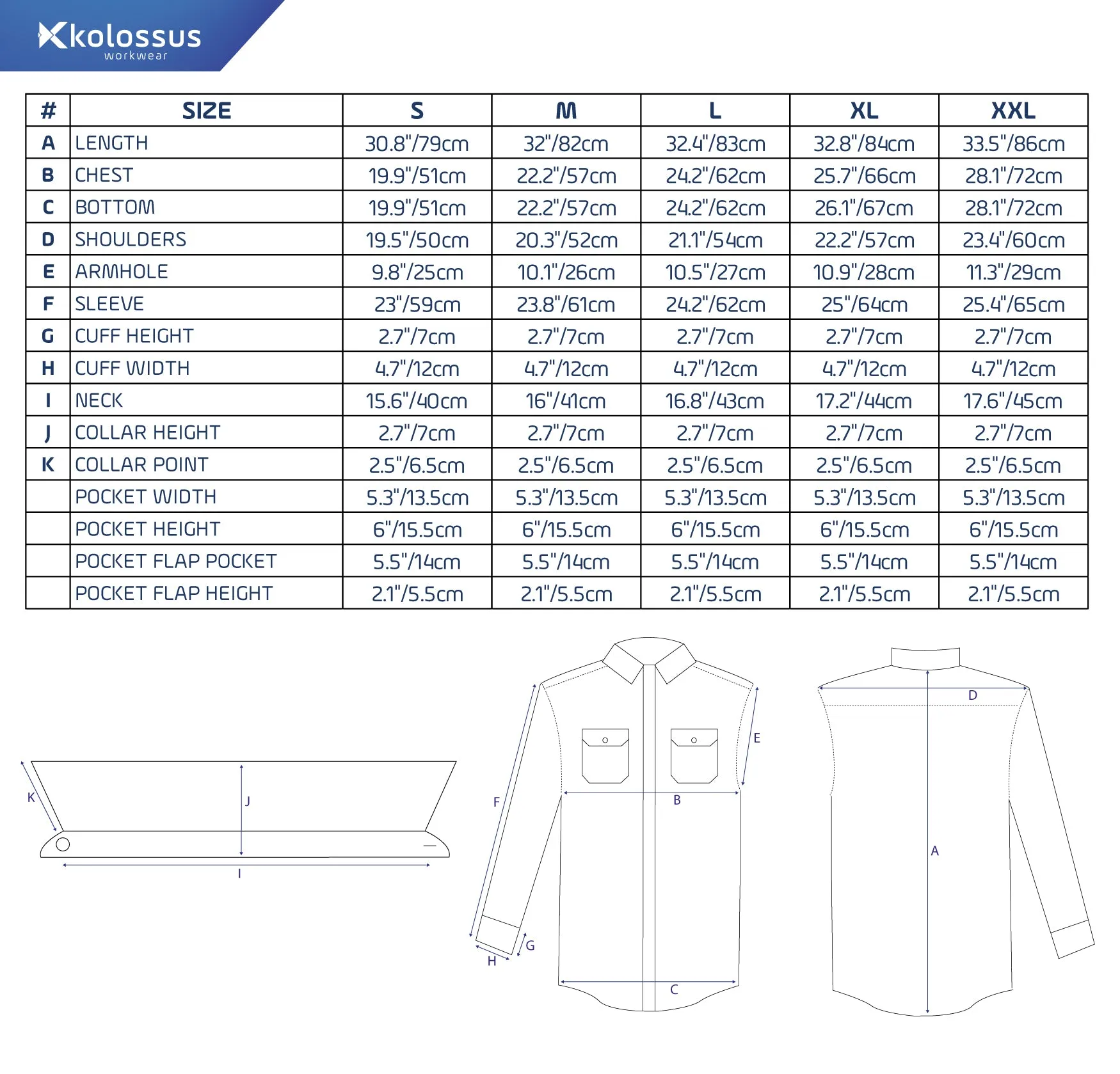 KS04 - Kolossus Men's Lightweight Cotton Blend Long Sleeve Work Shirt with Pockets