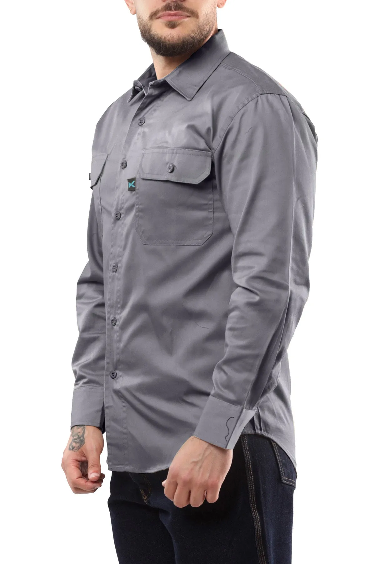 KS04 - Kolossus Men's Lightweight Cotton Blend Long Sleeve Work Shirt with Pockets