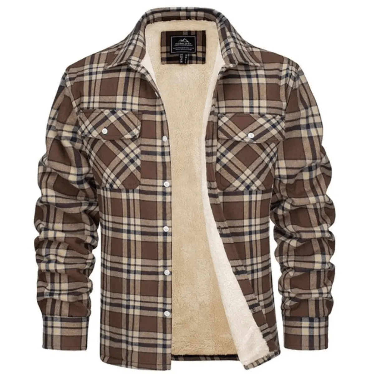 Men's Relaxed-Fit Checkered Fleece-Lined Jacket