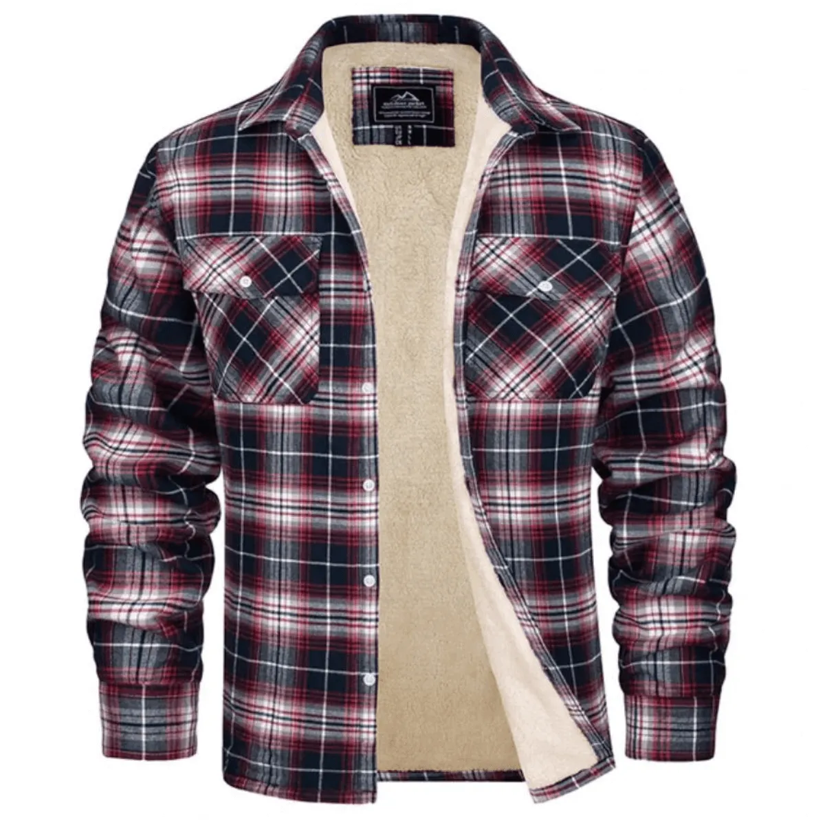 Men's Relaxed-Fit Checkered Fleece-Lined Jacket
