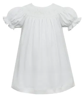Petit Bebe Baby / Toddler Girls White Knit Smocked Bishop Dress