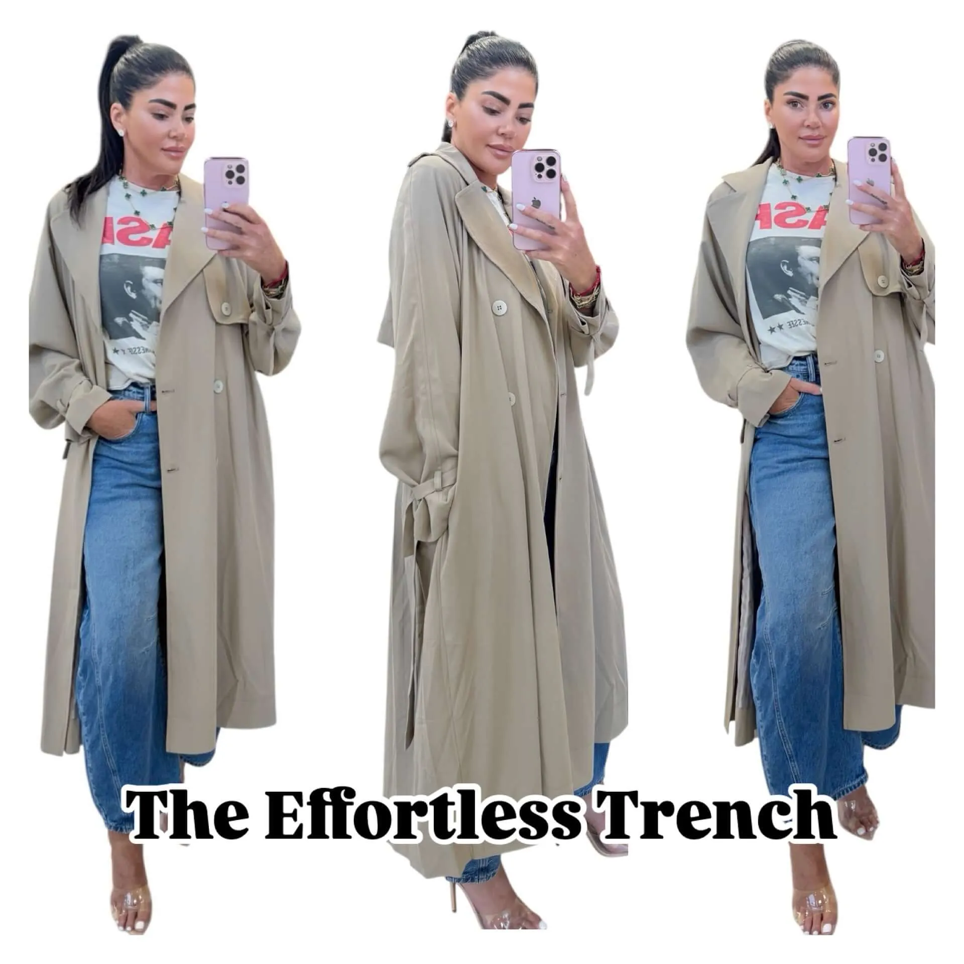 Pleated Trench Coat - Taupe