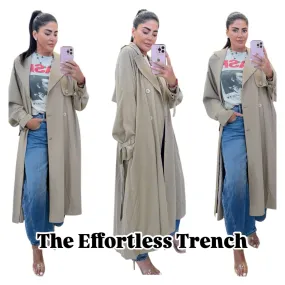 Pleated Trench Coat - Taupe