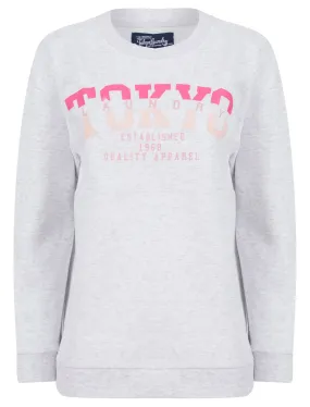 Shardae Motif Cotton Blend Fleece Sweatshirt in Ice Grey Marl -  Tokyo Laundry
