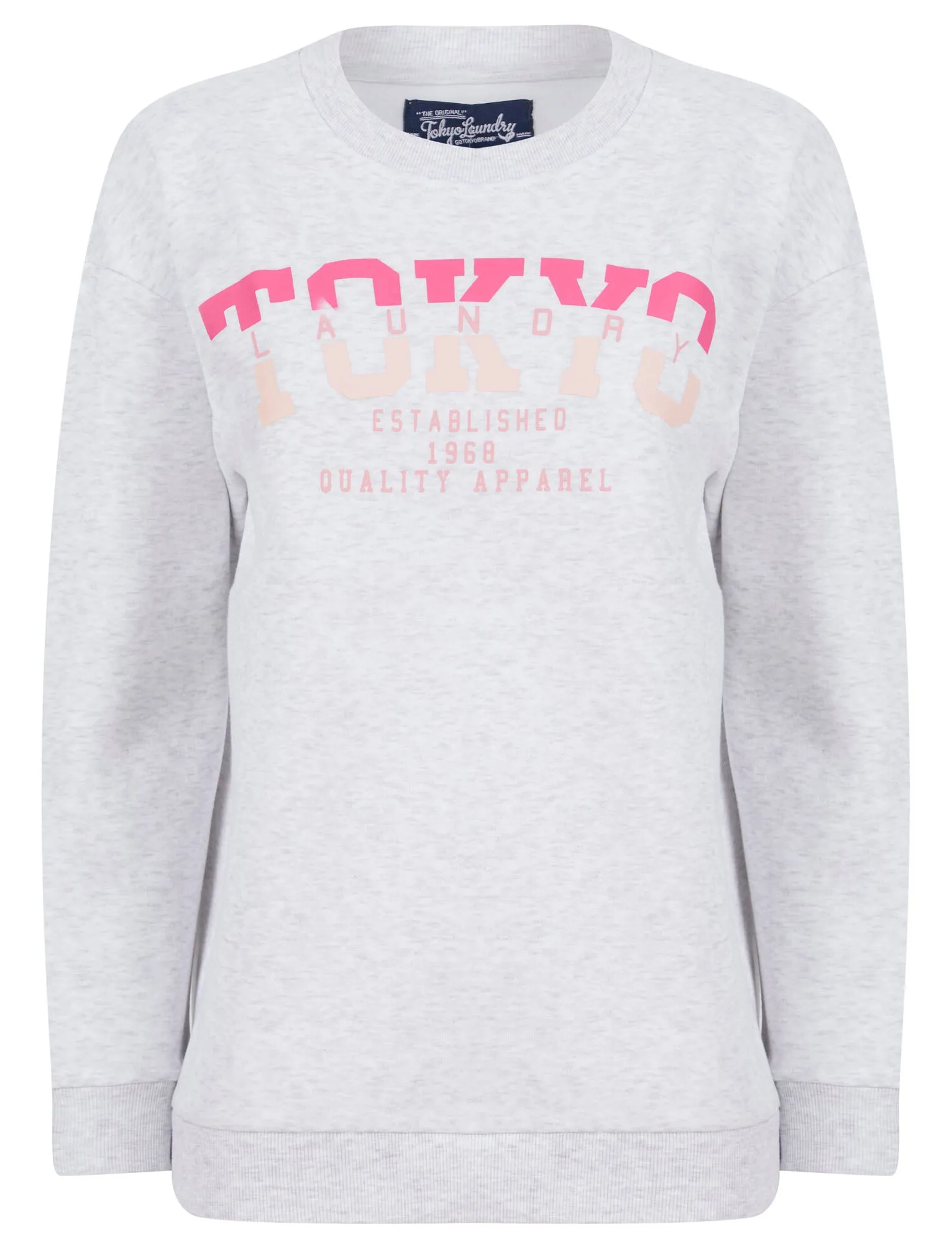 Shardae Motif Cotton Blend Fleece Sweatshirt in Ice Grey Marl -  Tokyo Laundry