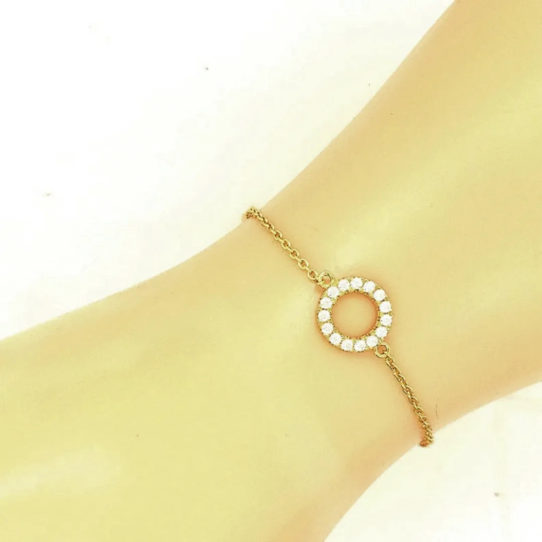Sterling Silver Small CZ Circle Bracelet