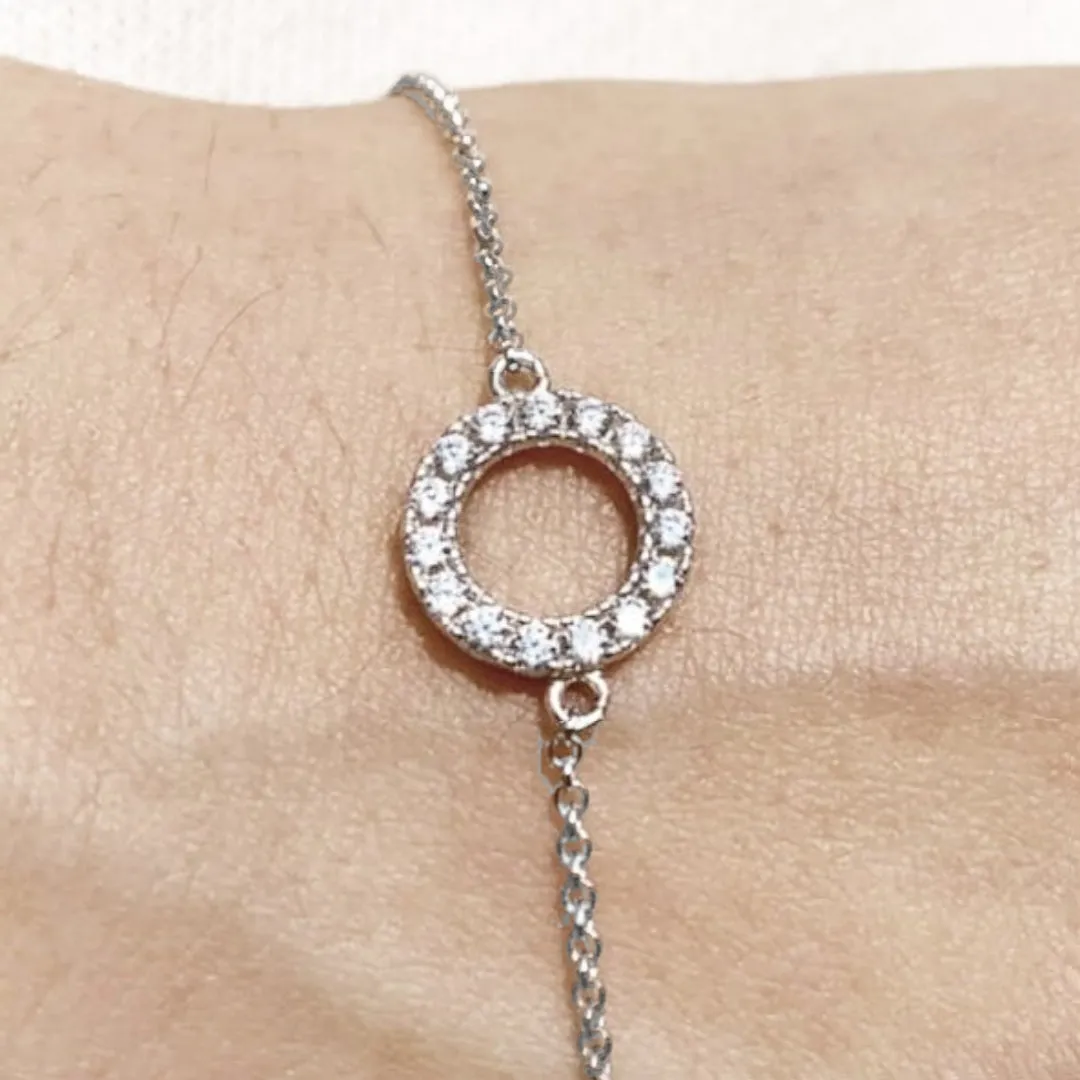 Sterling Silver Small CZ Circle Bracelet